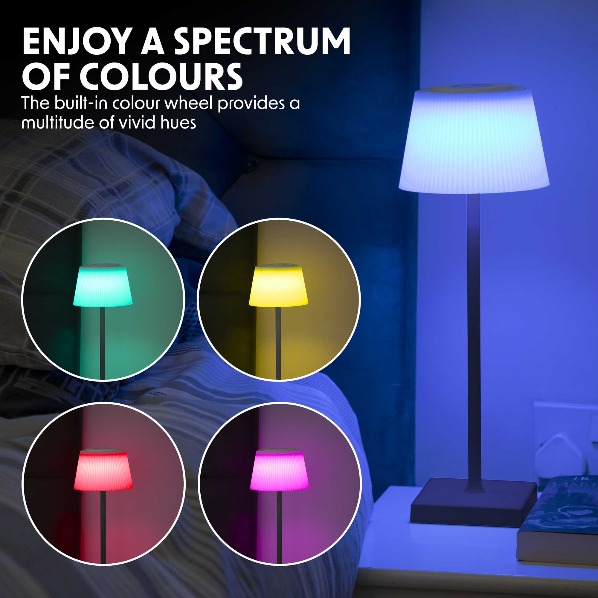Dellonda DH212 Table Lamps Action shot - rainbow - colours