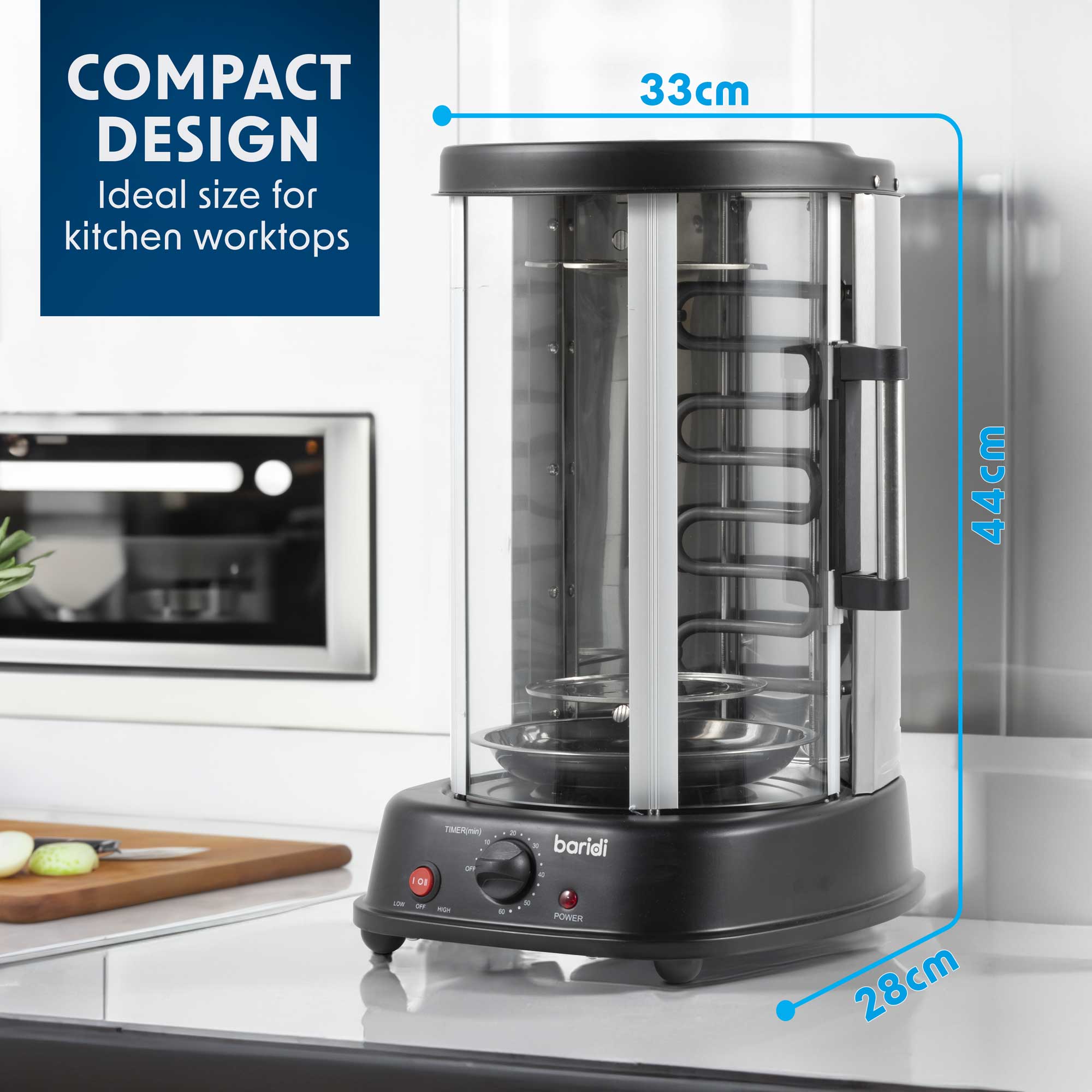 Baridi DH216 Rotisserie Action shot - compaction shot - design