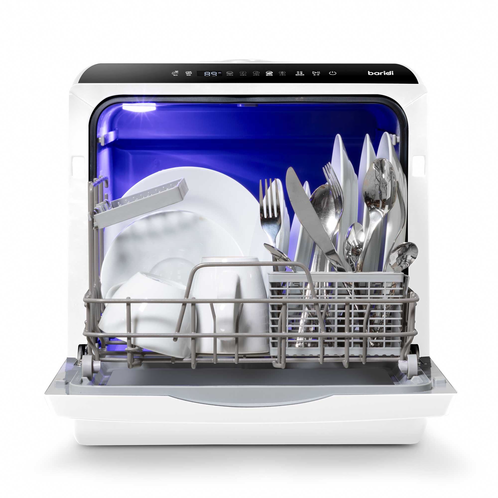 Baridi DH224 Tabletop Dishwasher Straight on - open