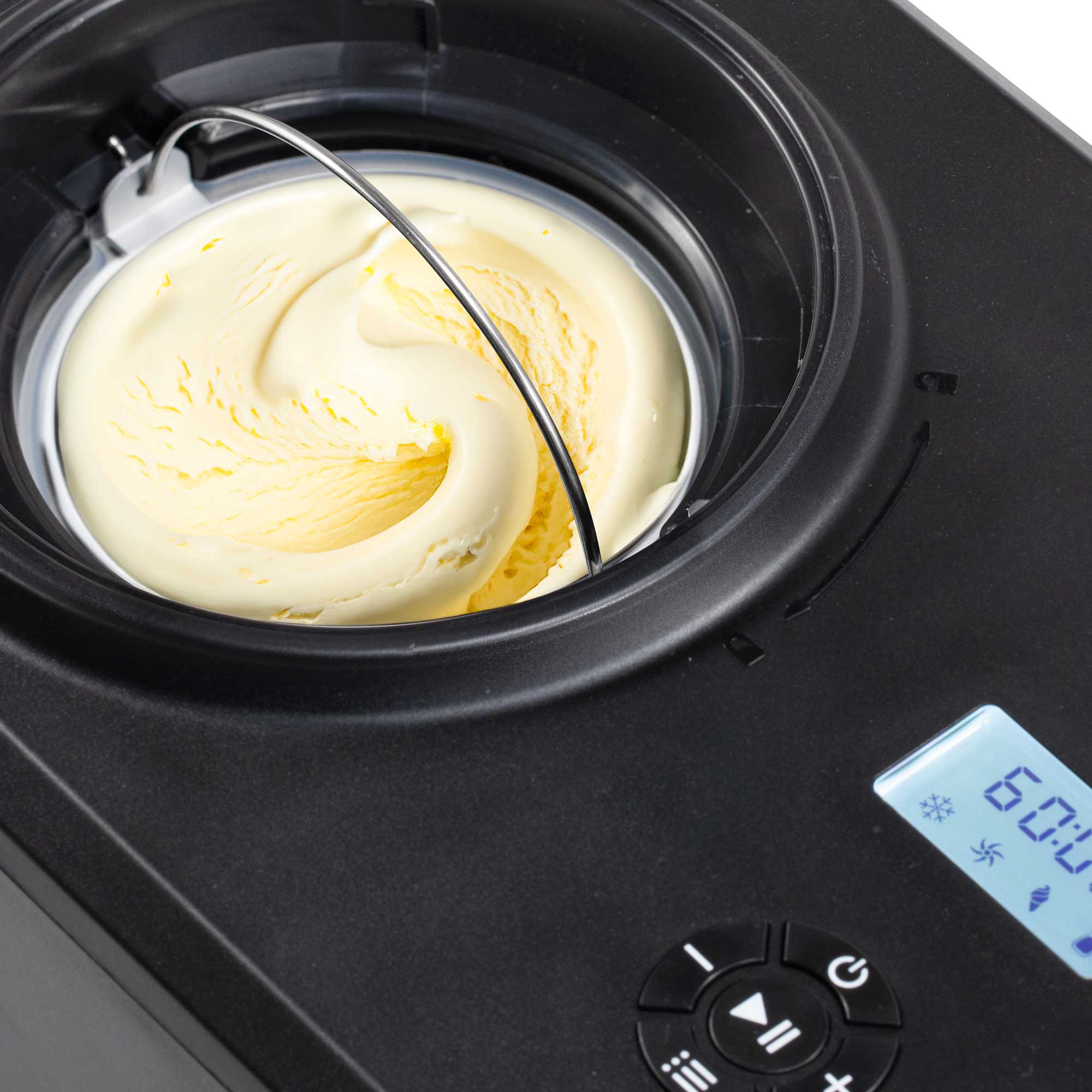 Baridi DH240 Ice Cream Maker Action shot - bucket - close