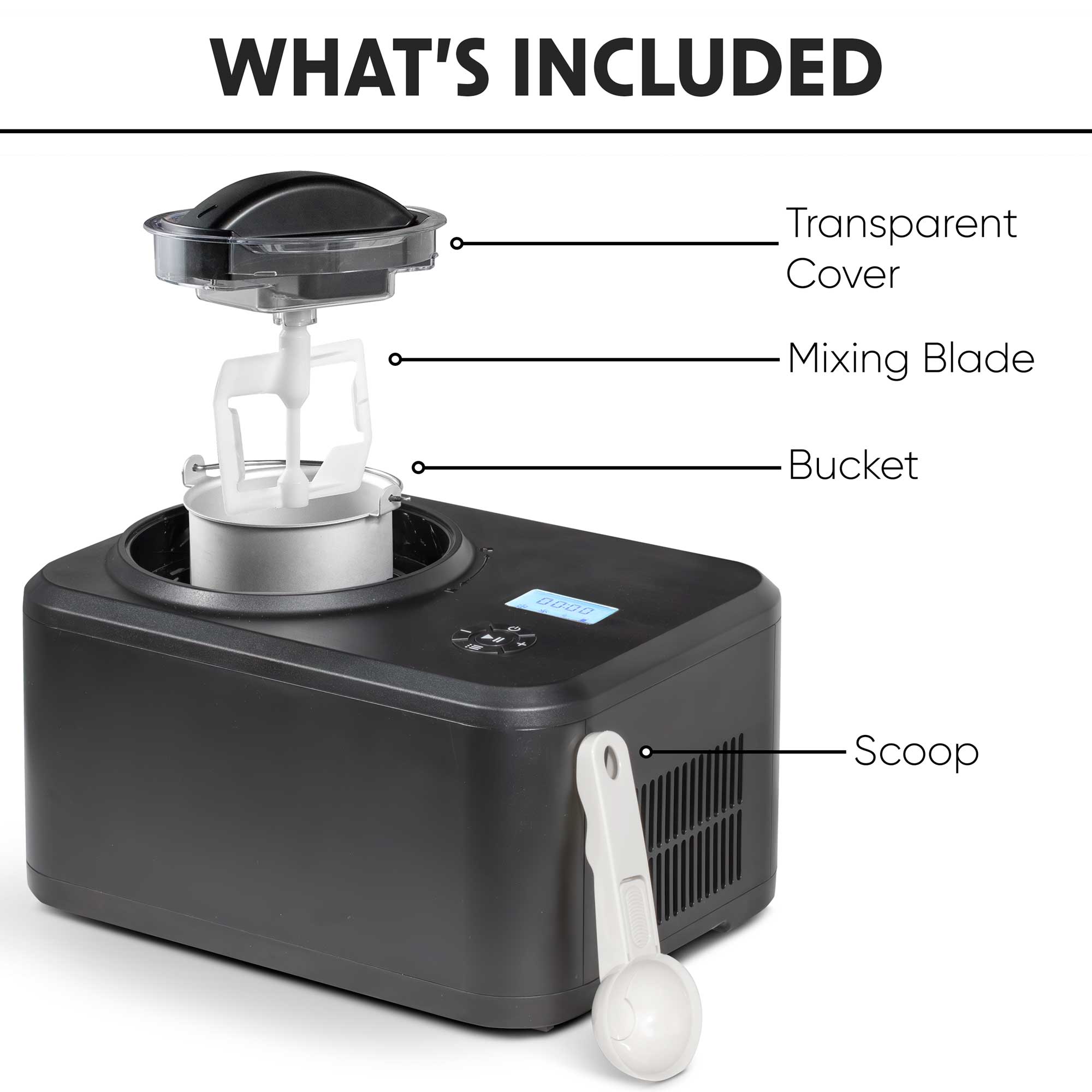 Baridi DH240 Ice Cream Maker Action shot - exploded - view
