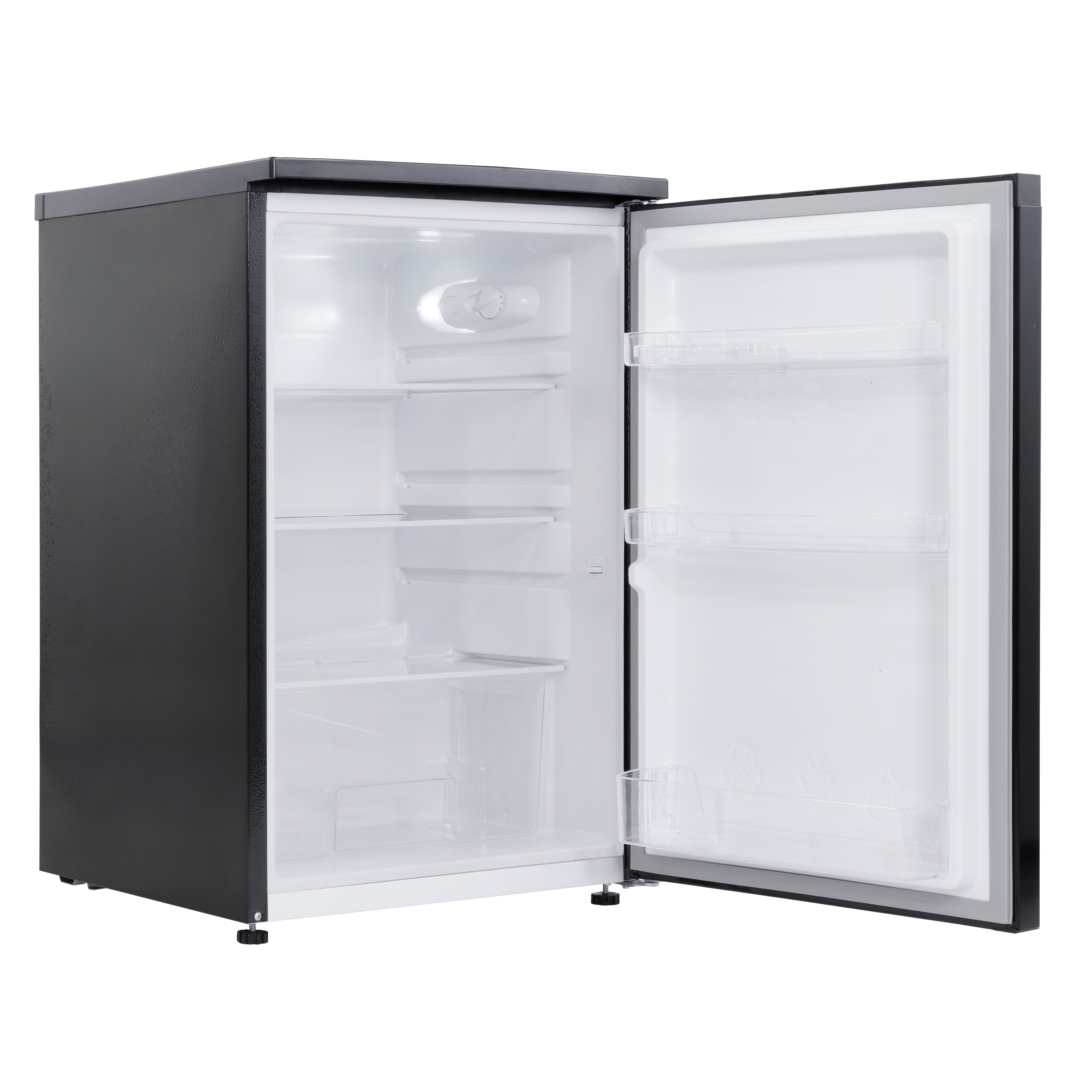 Baridi 55cm Freestanding Undercounter Larder Fridge, 126L, Reversible Door, Black - DH247
