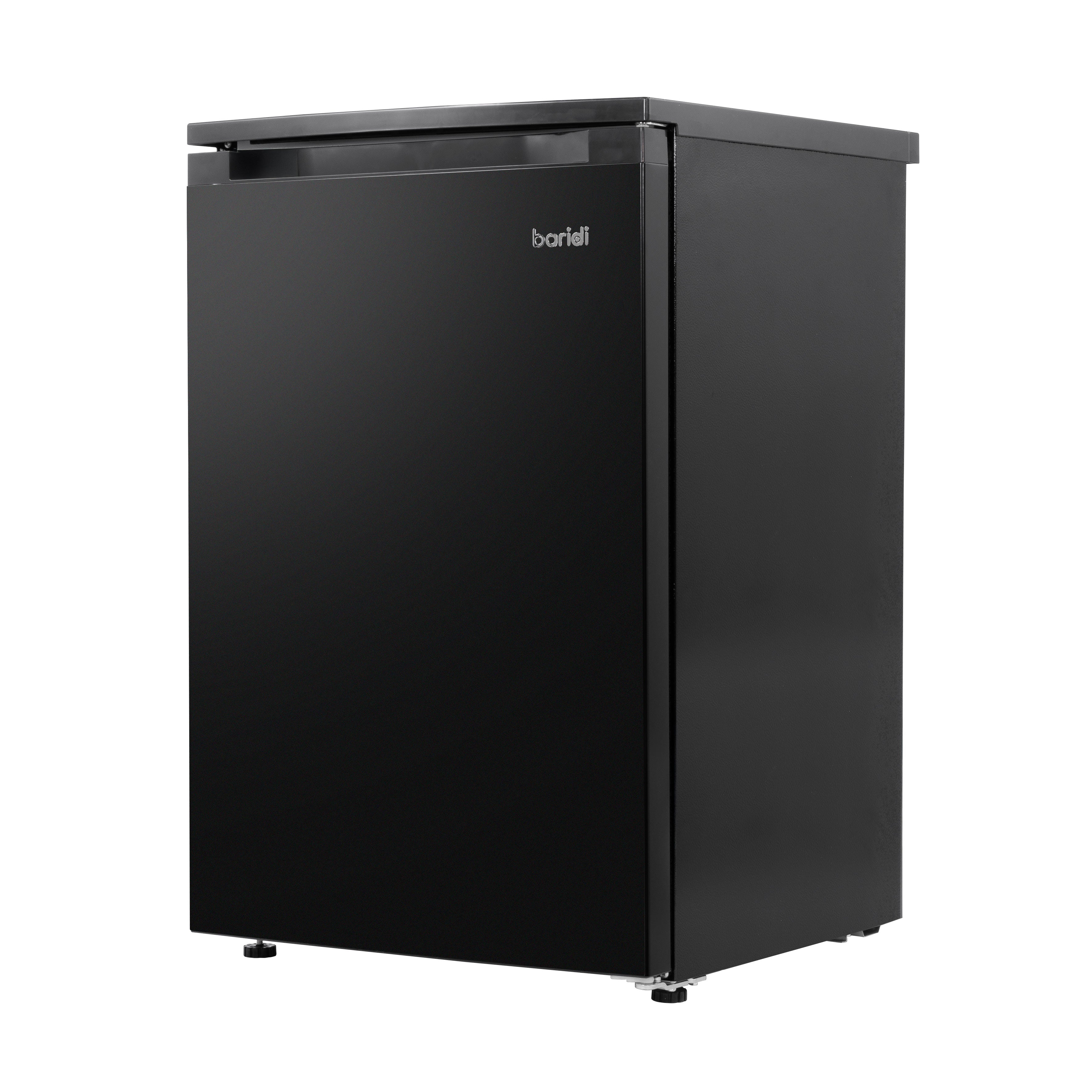 Baridi 55cm Freestanding Undercounter Larder Fridge, 126L, Reversible Door, Black - DH247