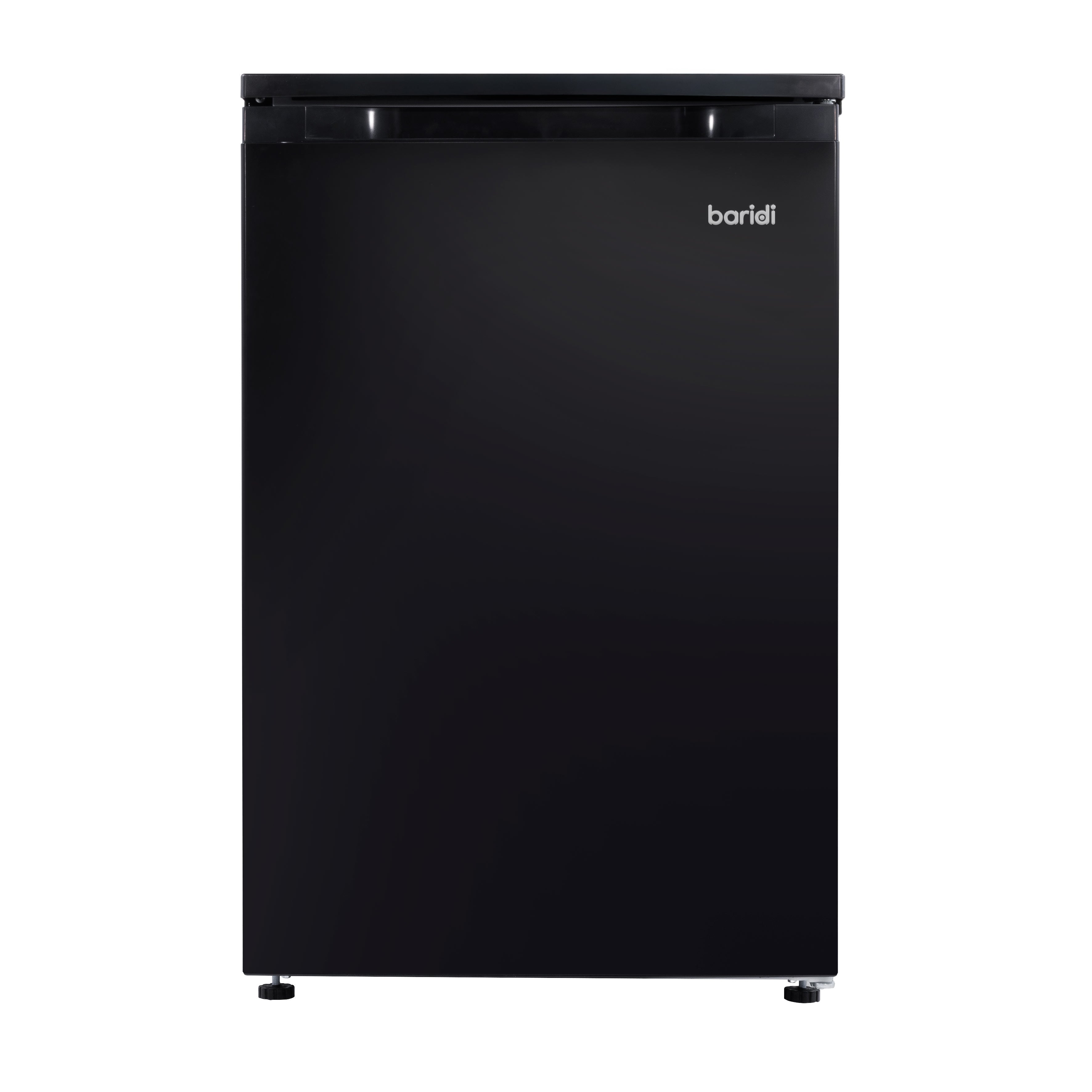 Baridi 55cm Freestanding Undercounter Larder Fridge, 126L, Reversible Door, Black - DH247