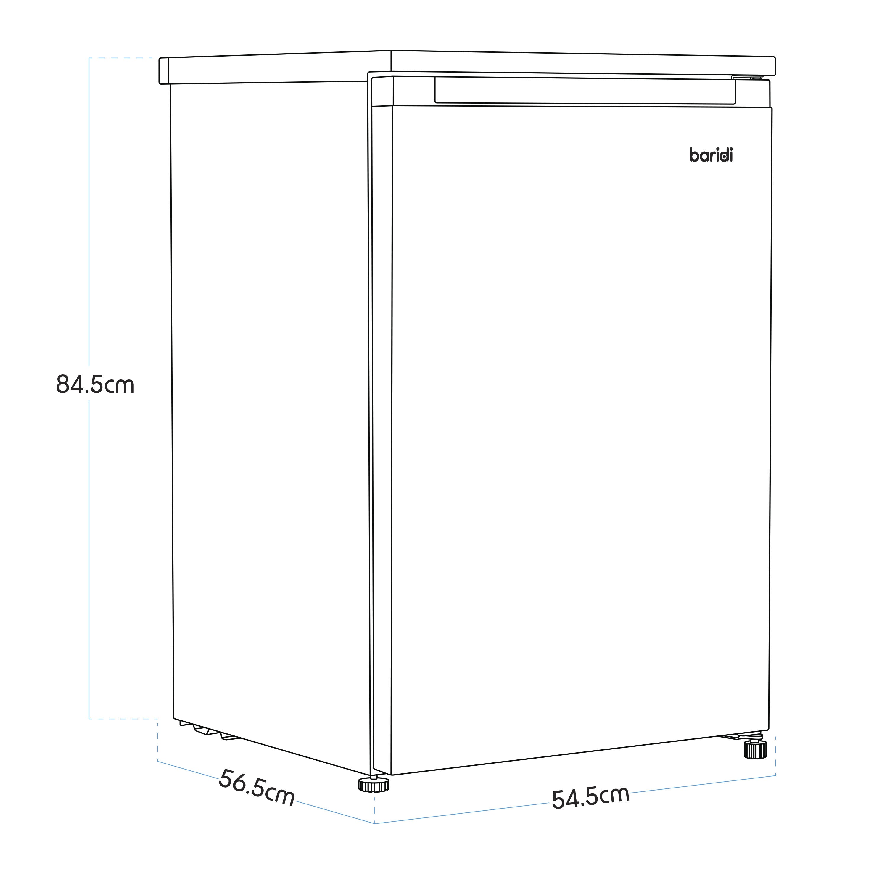Baridi DH251 Freezer Action shot - dimension diagram