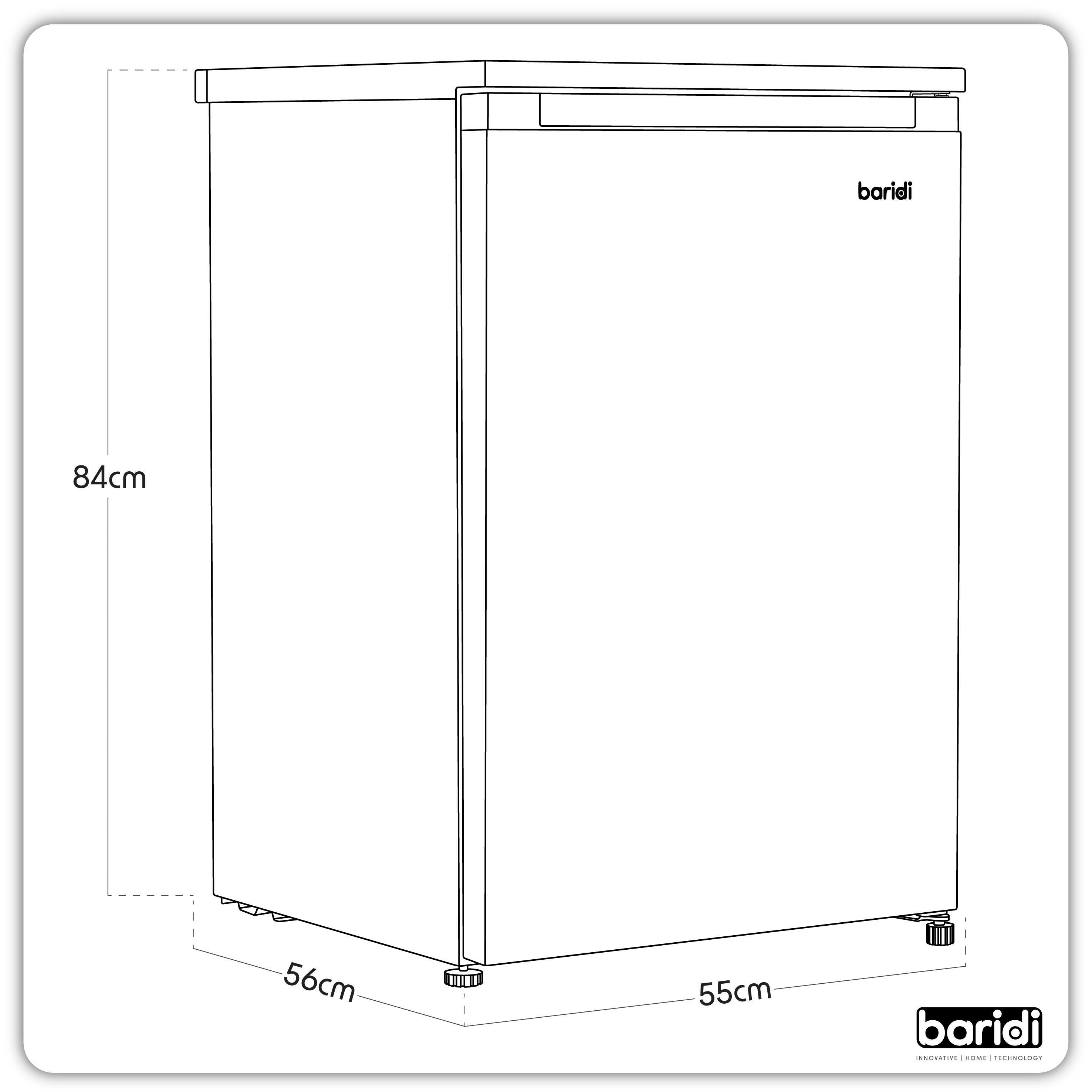 Baridi DH251 Freezer Action shot - dimension diagram