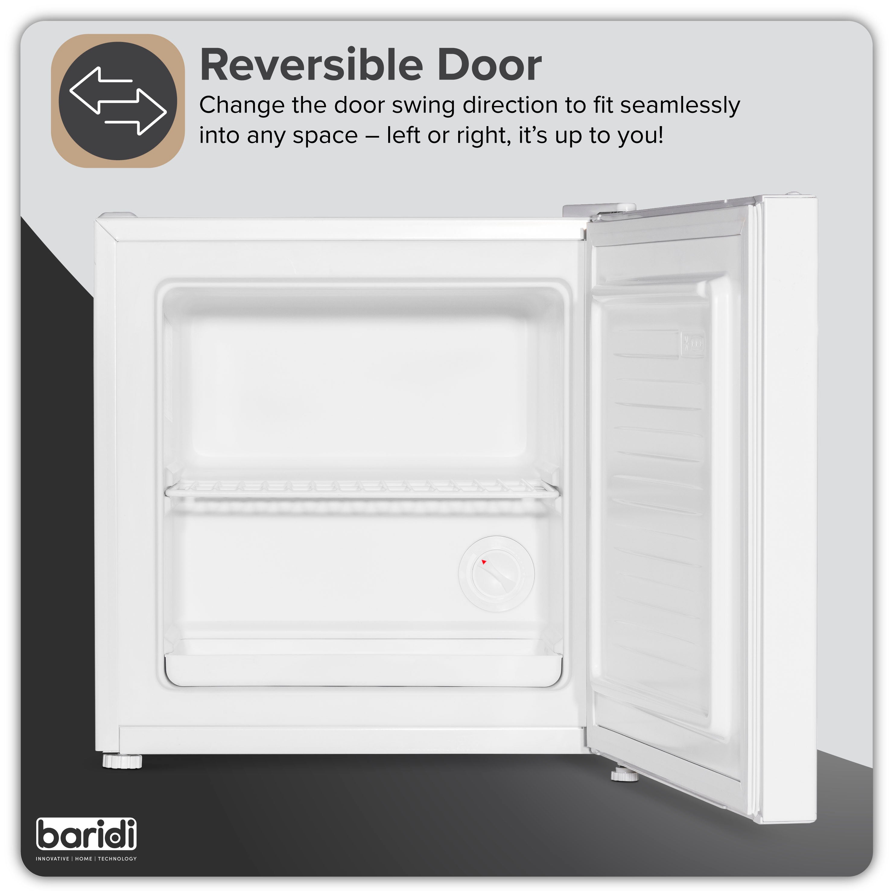 Baridi DH254 Fridge Freezer Action shot - infographic - summary - 3rd perspective