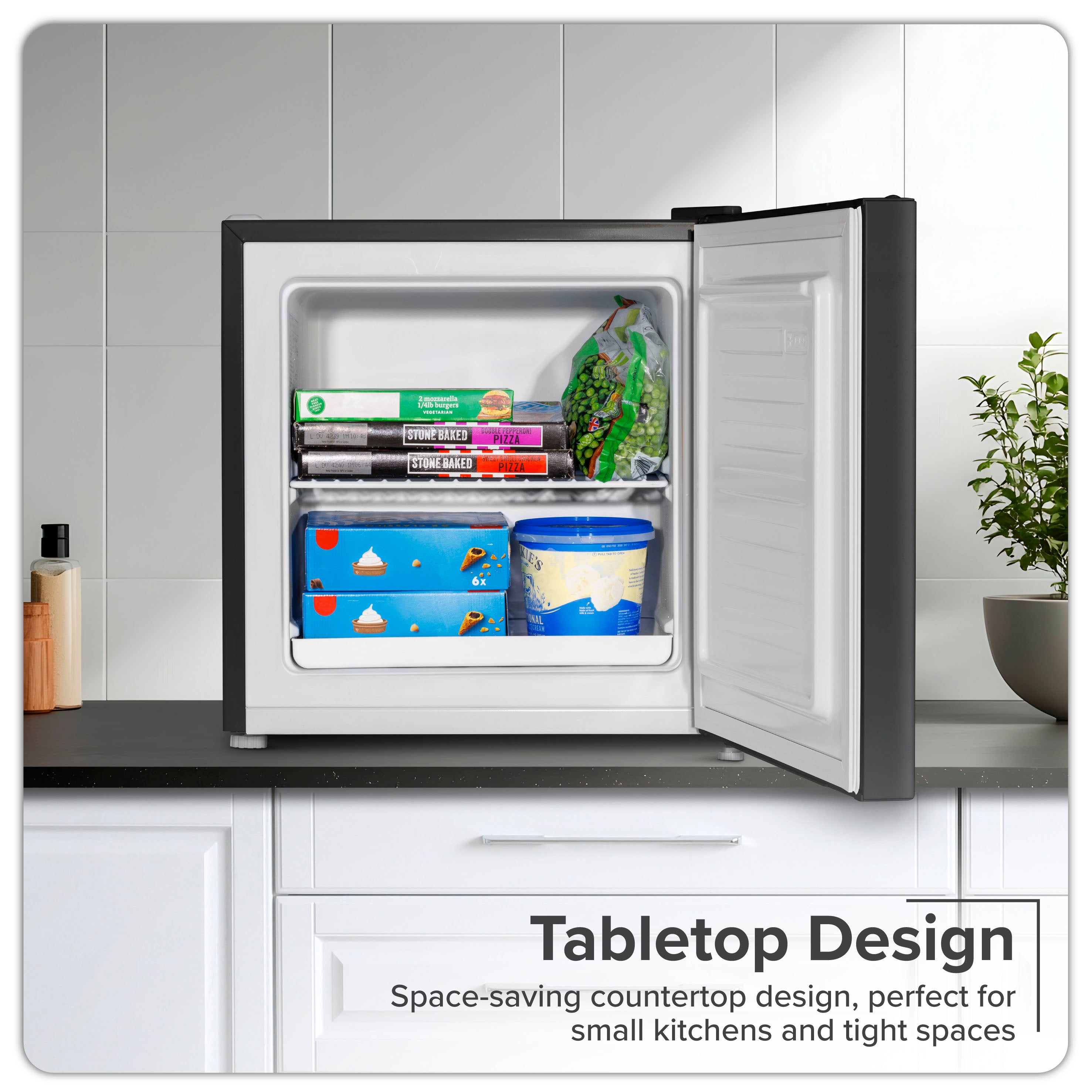 Baridi DH255 Fridge Freezer Action shot - lifestyle - infographic