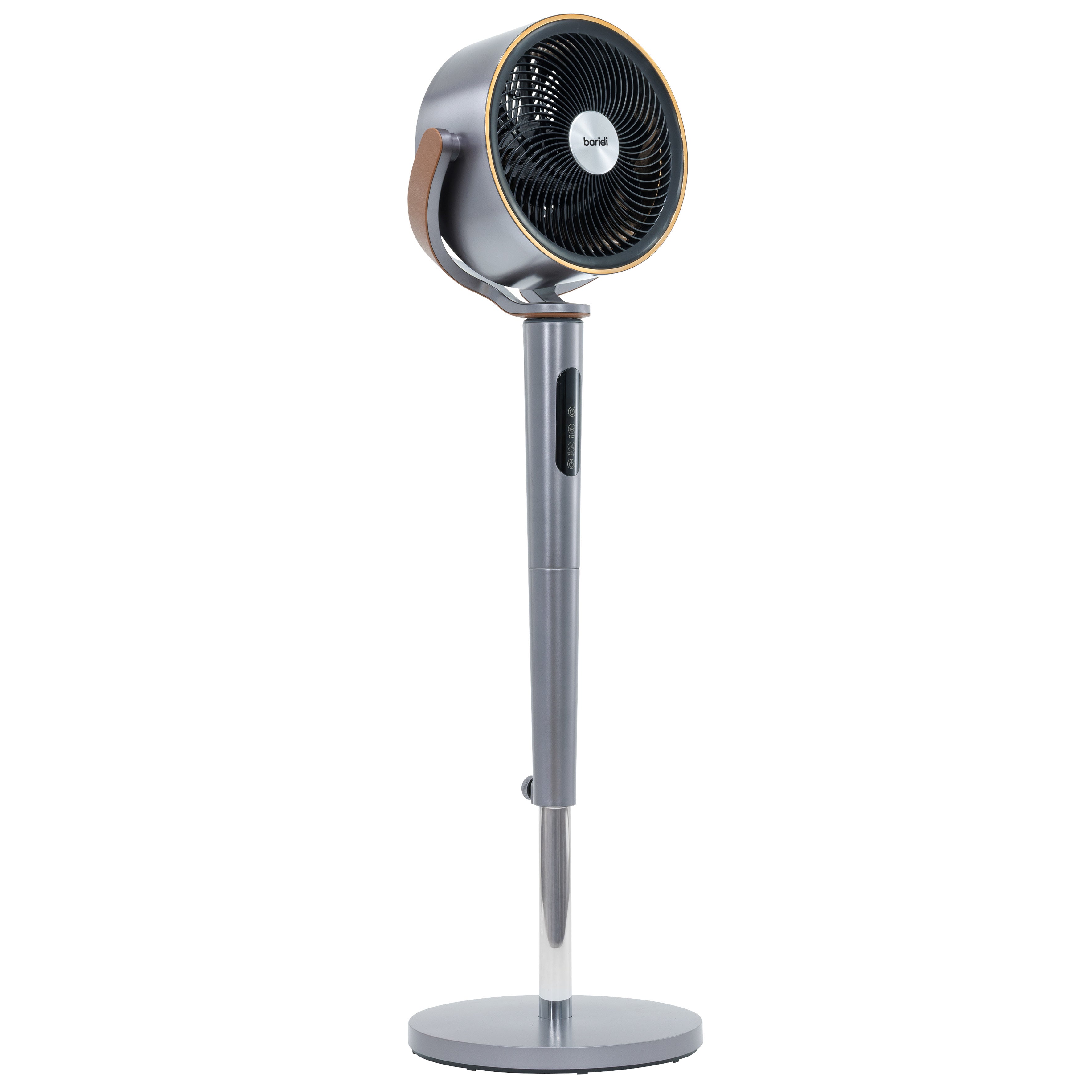Baridi 12" Pedestal Fan with Remote Control, Back Light & 12hr Timer - Grey - DH264