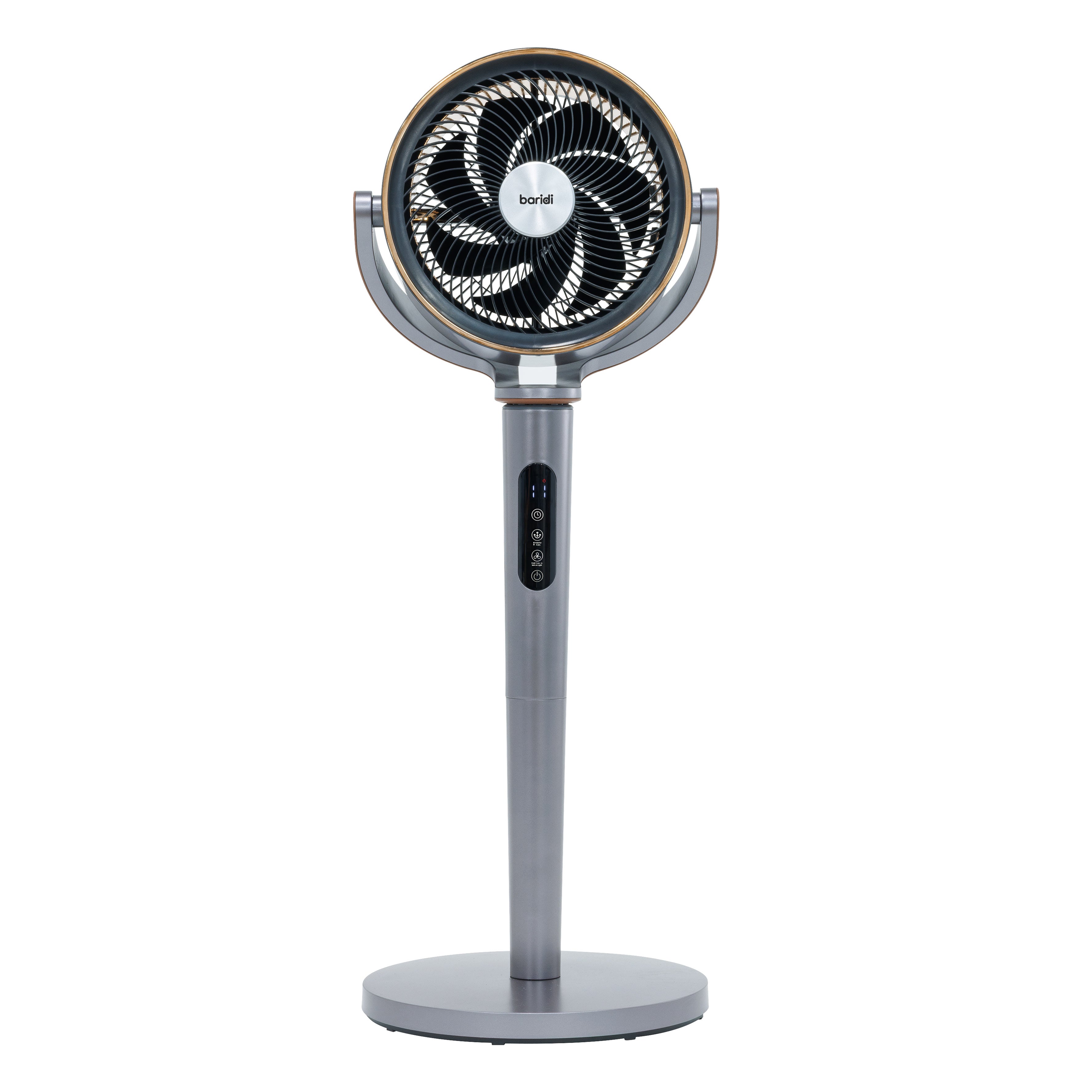 Baridi 12" Pedestal Fan with Remote Control, Back Light & 12hr Timer - Grey - DH264