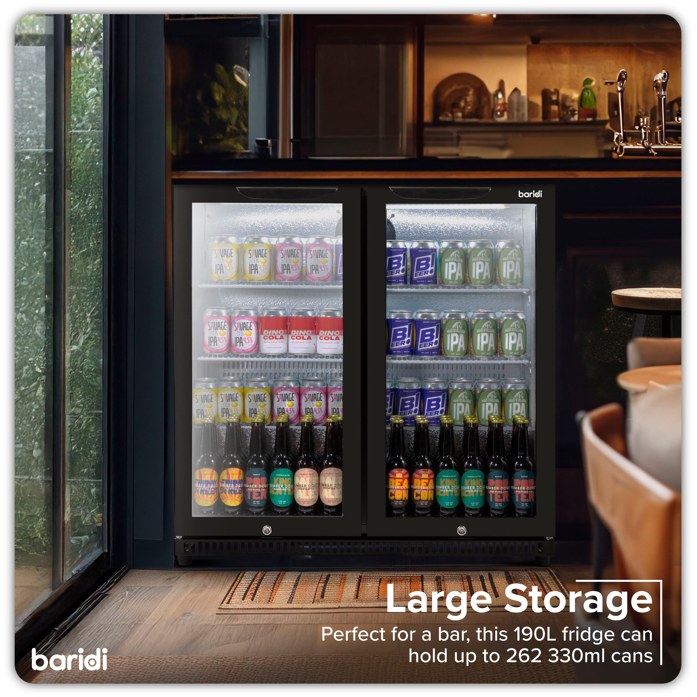 Baridi DH272 Drinks Fridge Action shot - infographic - full - photo