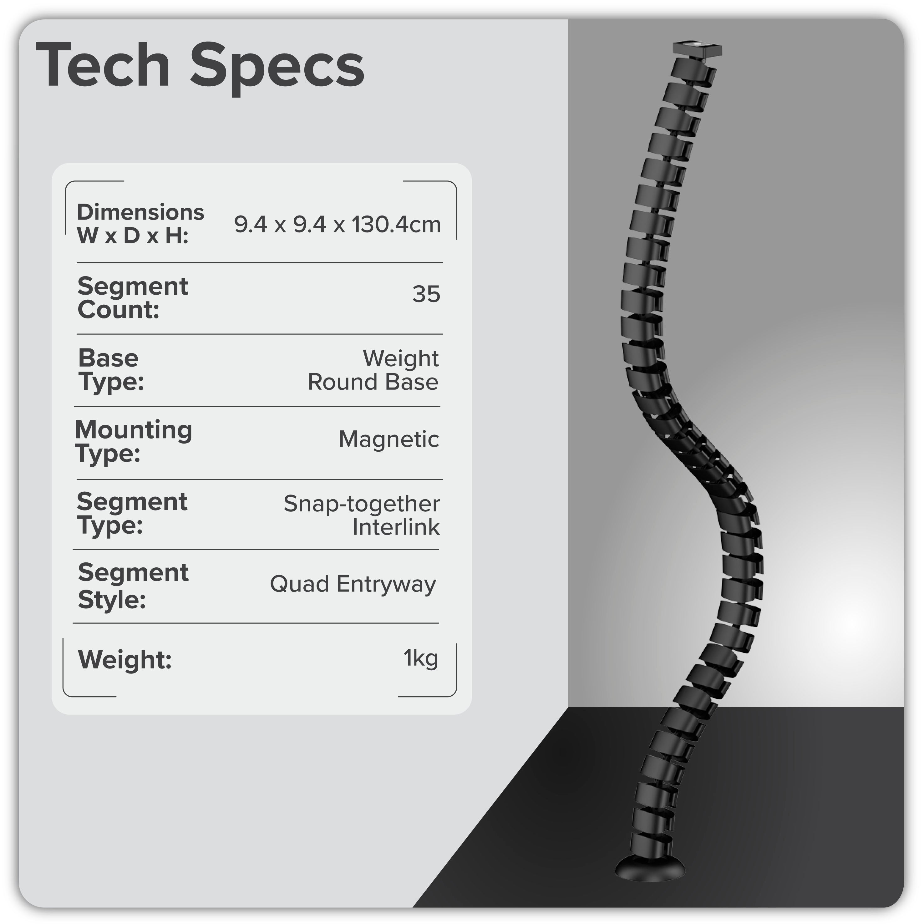 Standing Desk Flexible Cable Management System, Magnetic - DH275