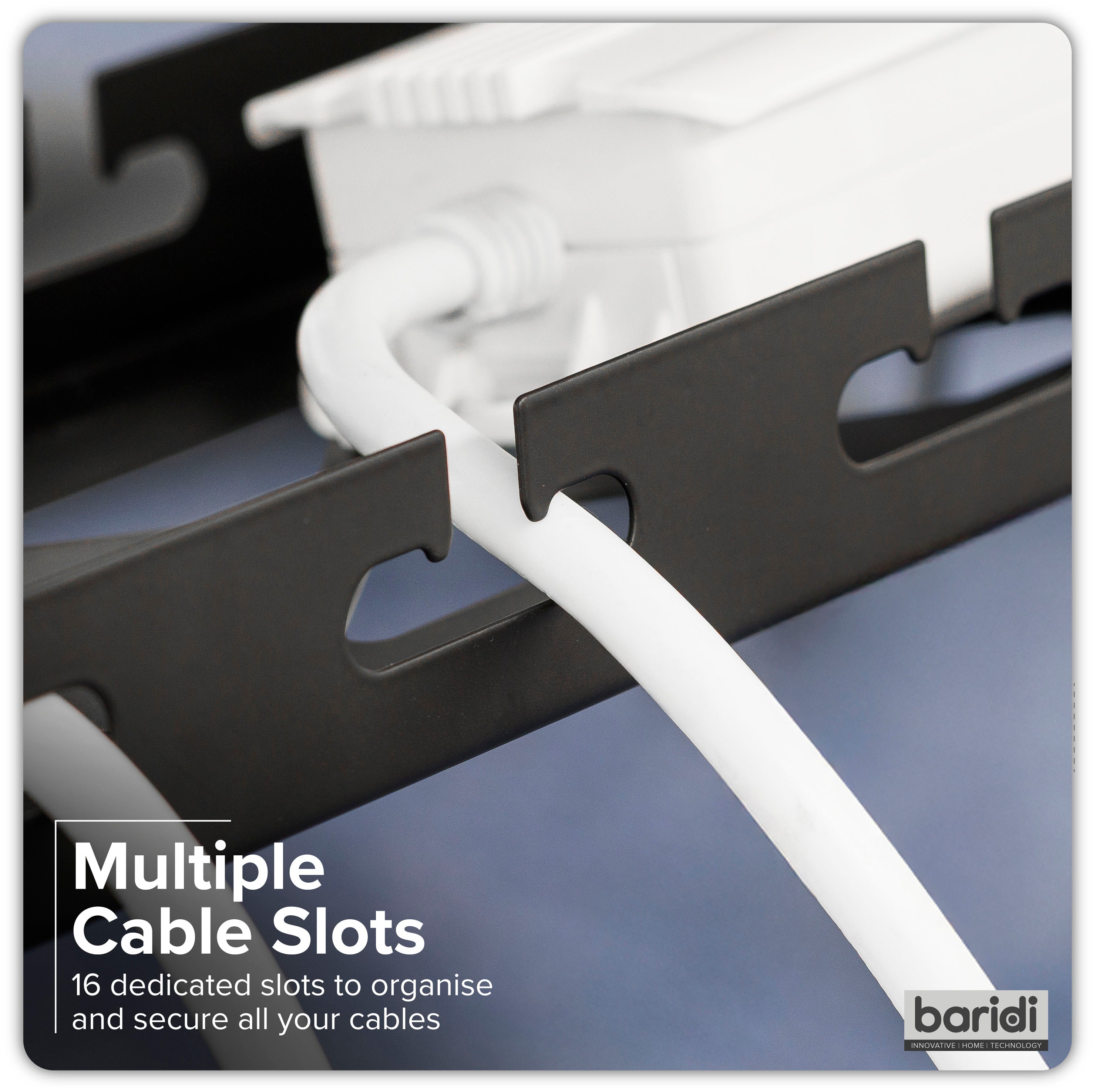 Dellonda Cable Management Tray, Extendable, 730mm Wide, Clamp-On - Black - DH276
