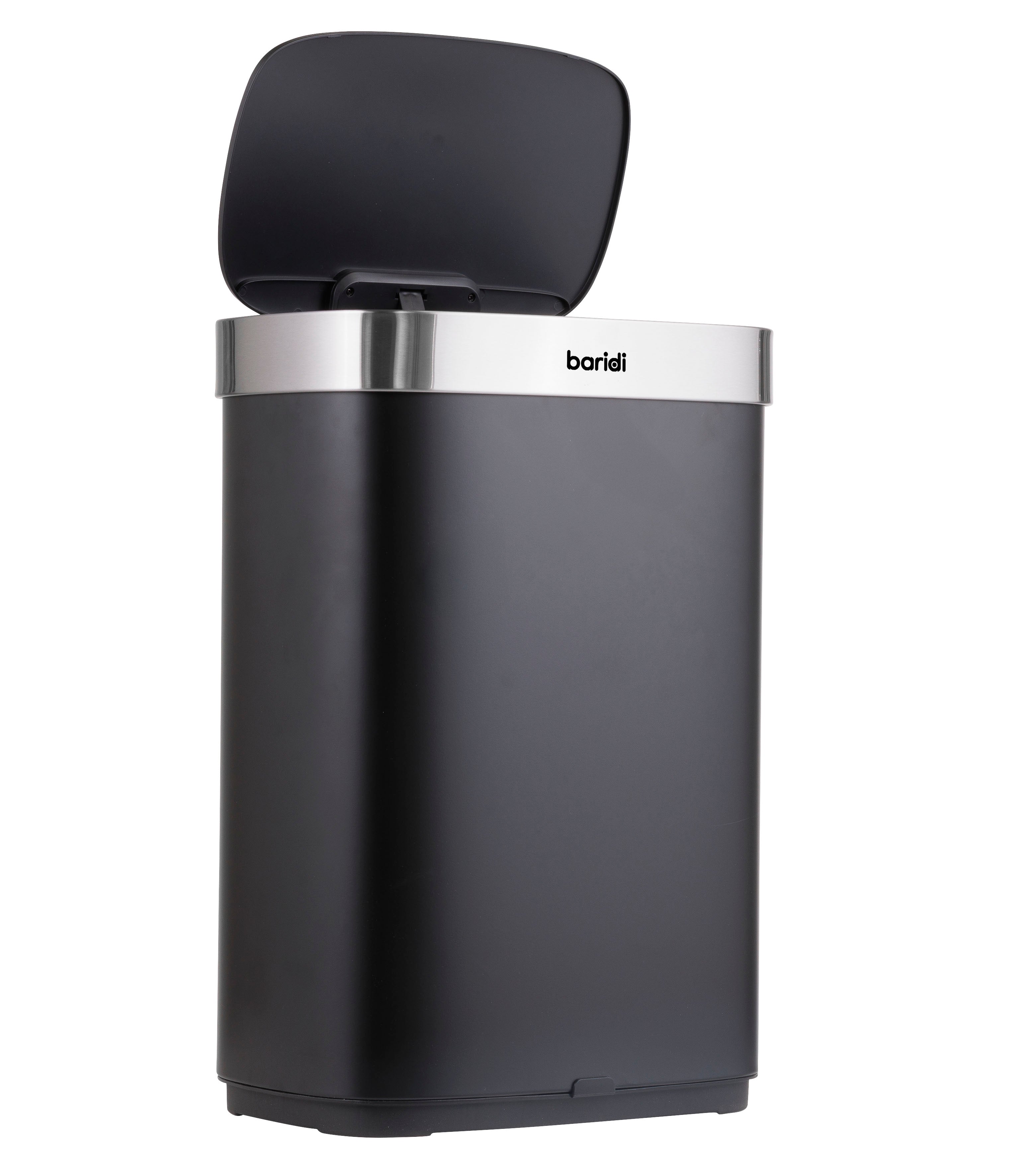 Baridi Sensor Bin, 65L Capacity, Black/Stainless Steel – DH282