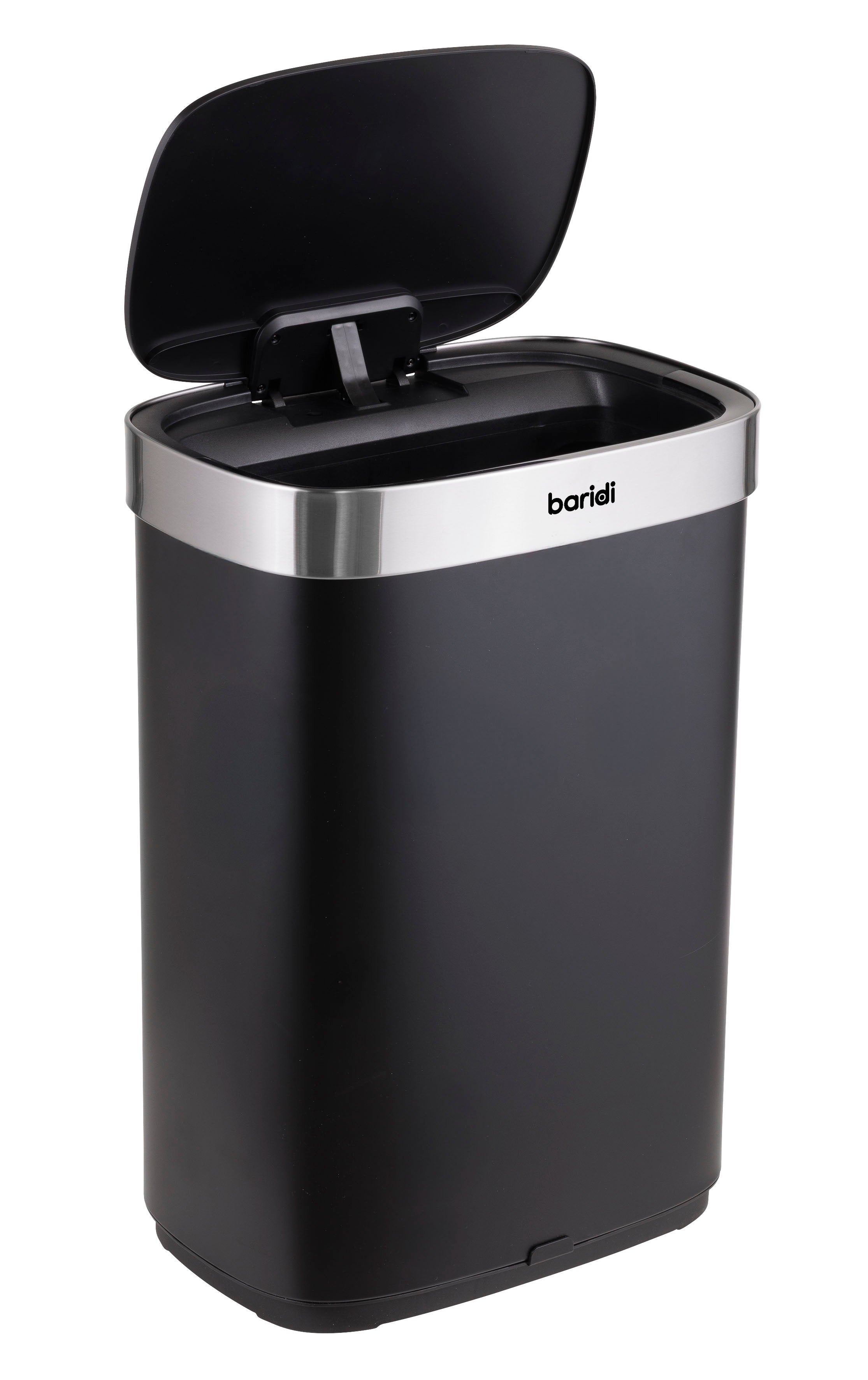 Baridi Sensor Bin, 65L Capacity, Black/Stainless Steel – DH282
