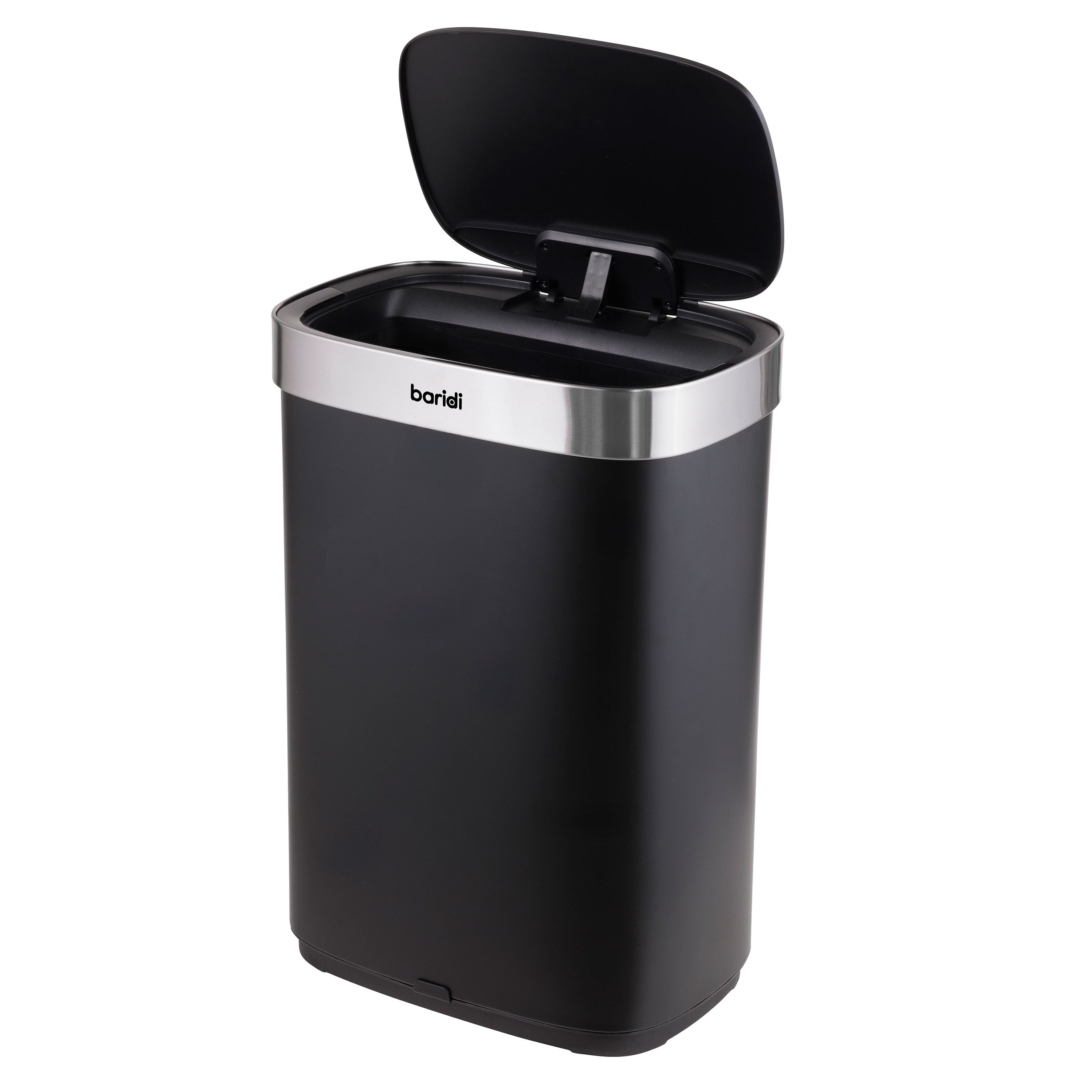 Baridi Sensor Bin, 65L Capacity, Black/Stainless Steel – DH282