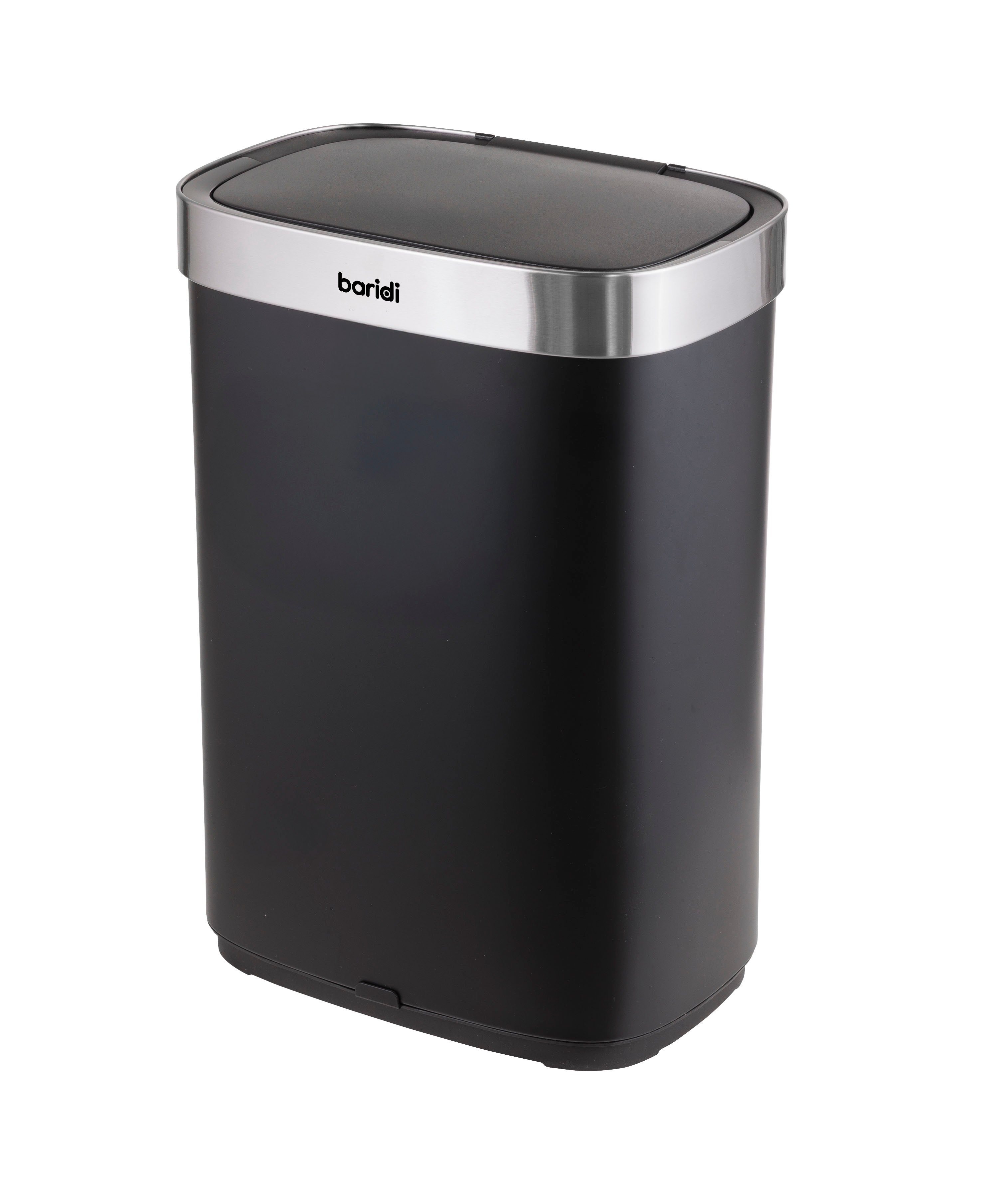 Baridi Sensor Bin, 65L Capacity, Black/Stainless Steel – DH282