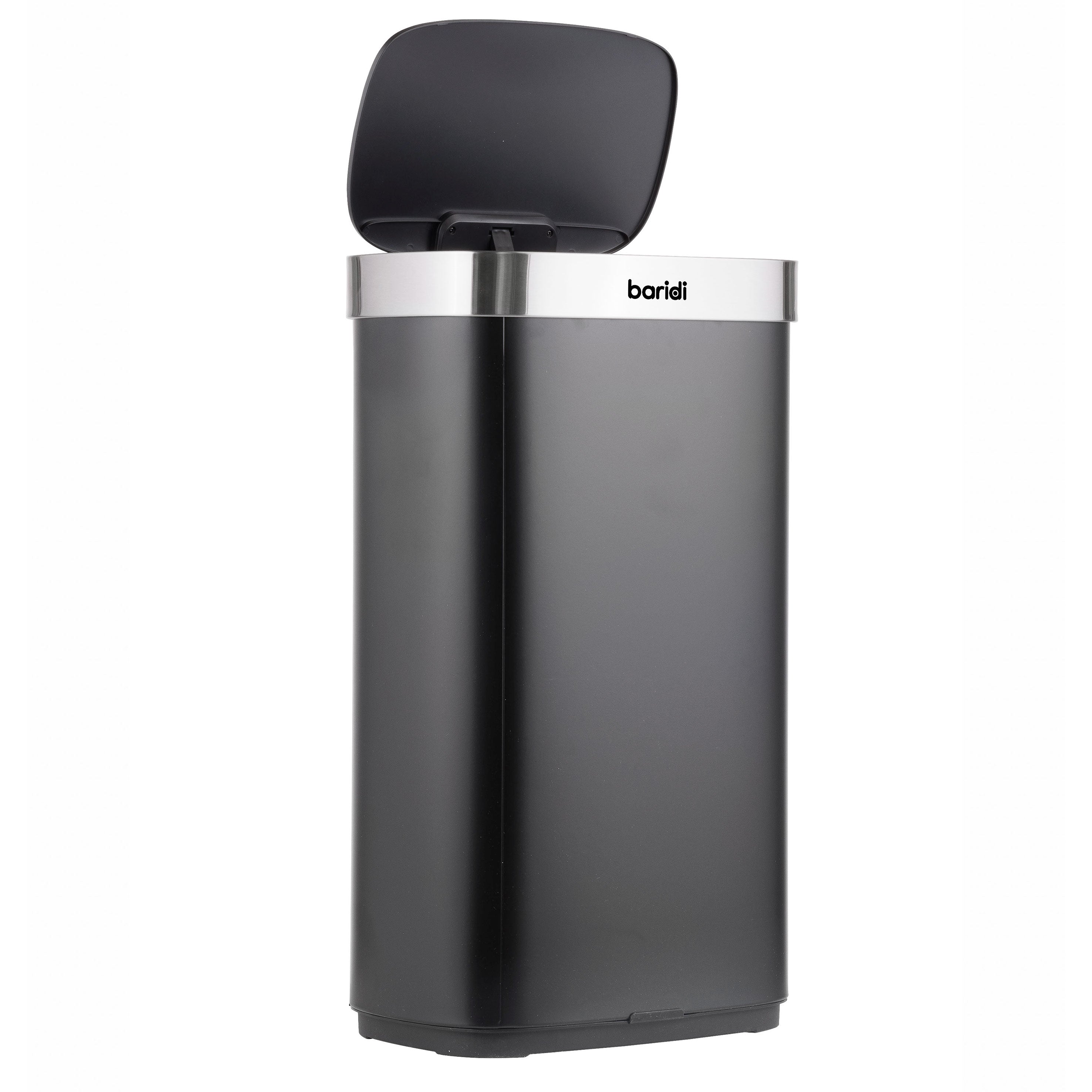 Baridi Sensor Bin, 80L Capacity, Black/Stainless Steel - DH283