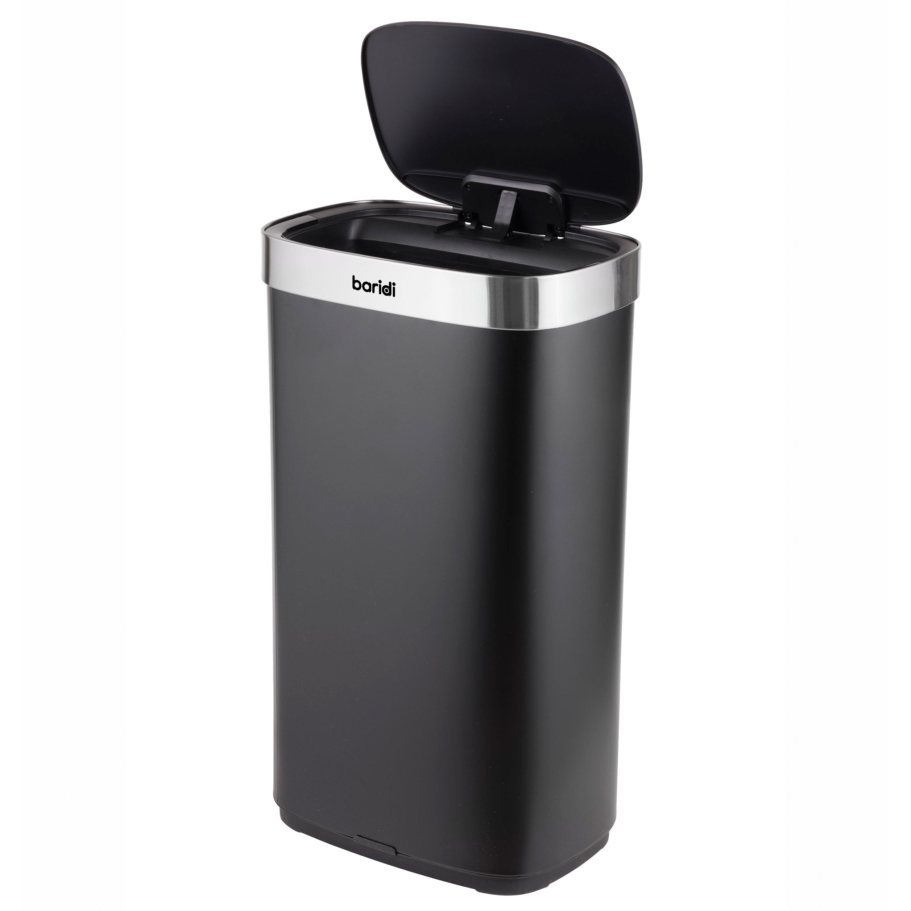 Baridi Sensor Bin, 80L Capacity, Black/Stainless Steel - DH283