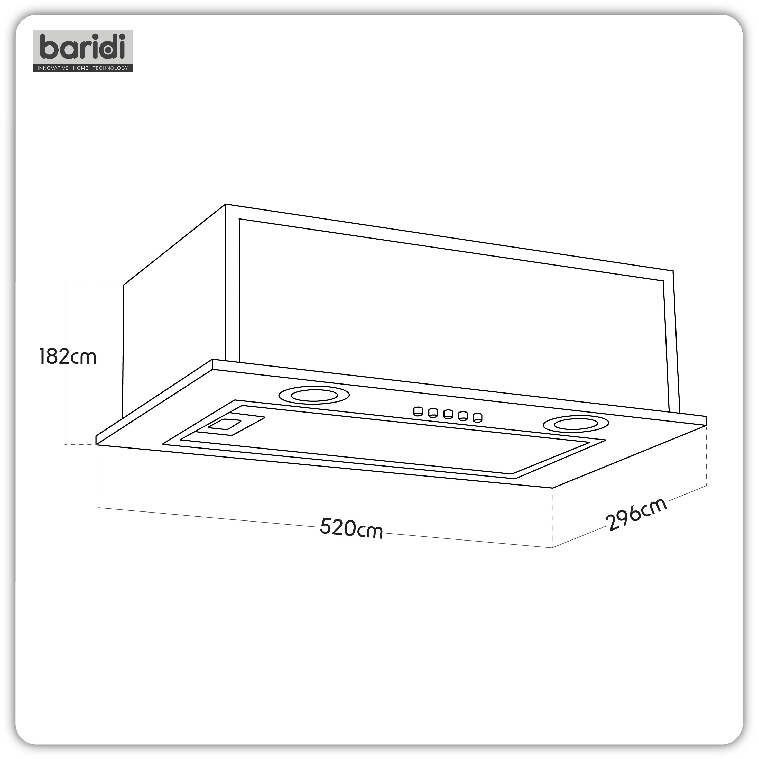 Baridi Built-In Cooker Hood 52cm with 5 Layer Filter, Black - DH285