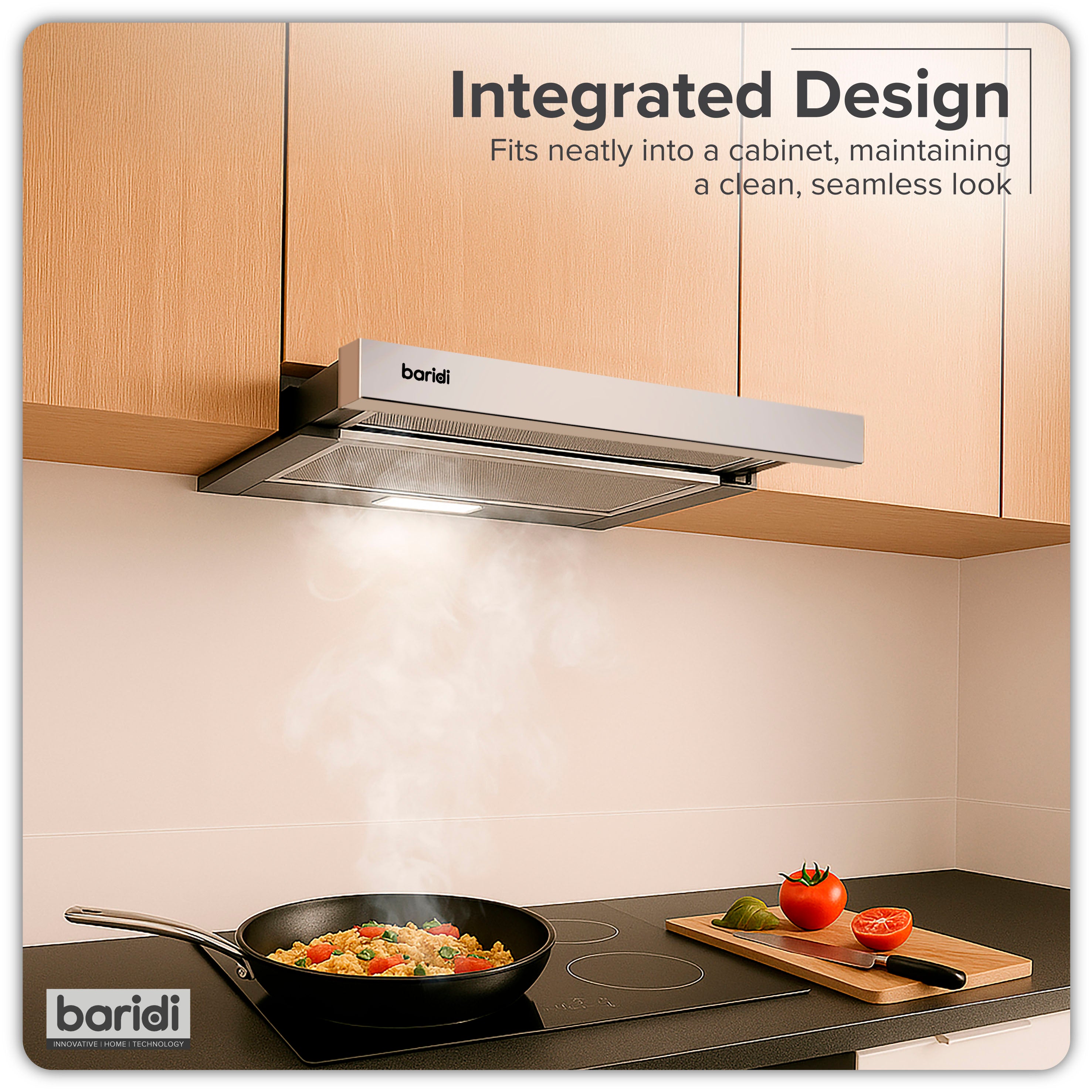 Baridi Telescopic Cooker Hood, 60cm with Aluminium Filters, Stainless Steel – DH286