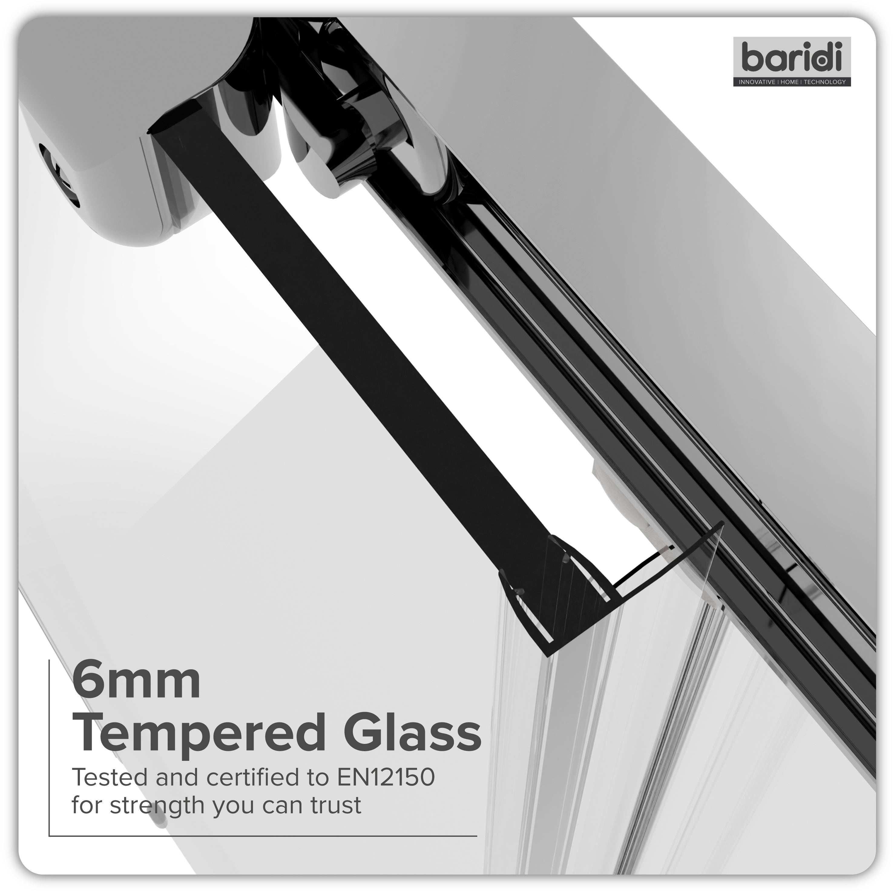 Baridi Sliding Shower Door 1000 x 1850mm, 6mm Tempered Glass, Chrome – DH292