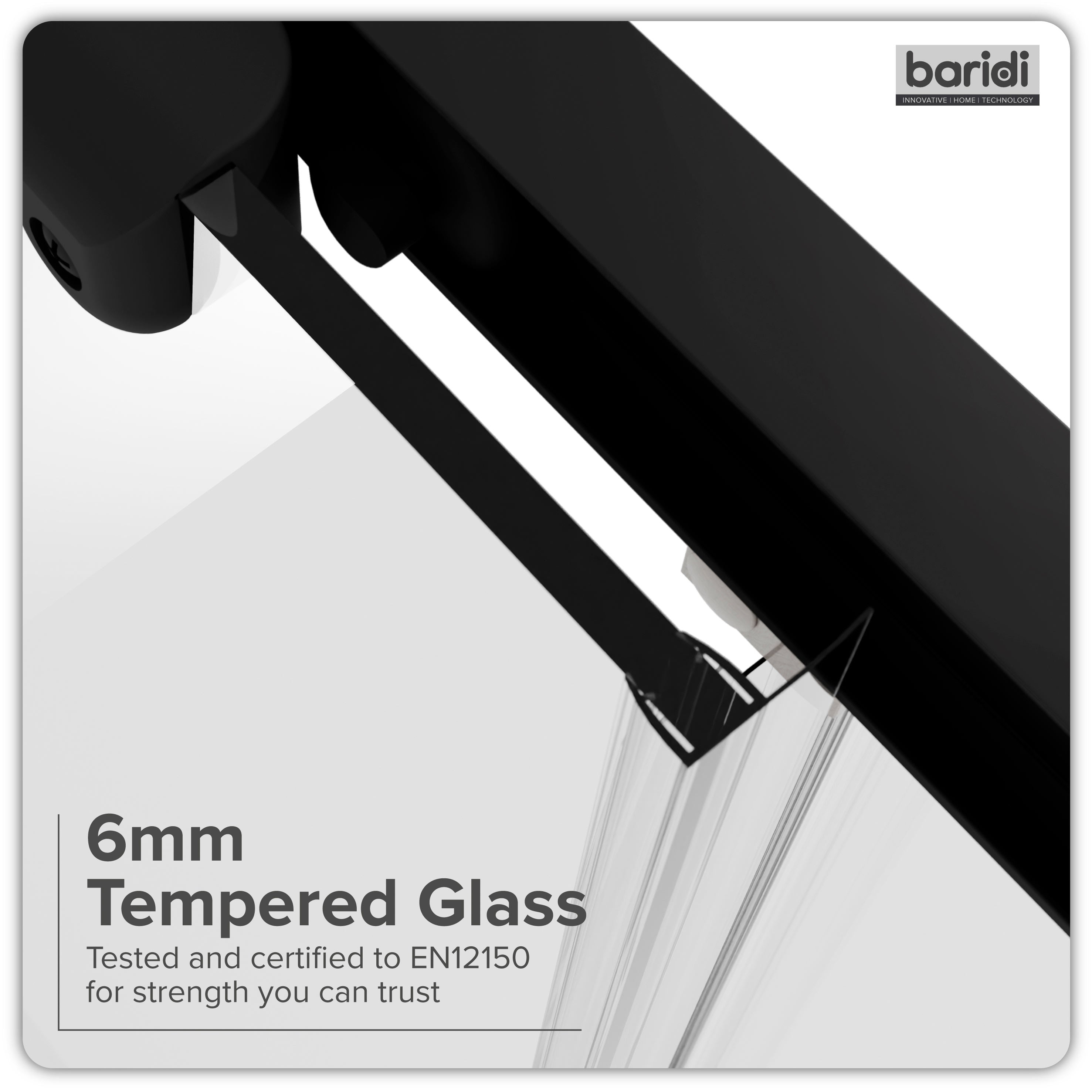 Baridi Sliding Shower Door 1000 x 1850mm, 6mm Tempered Glass, Chrome – DH293