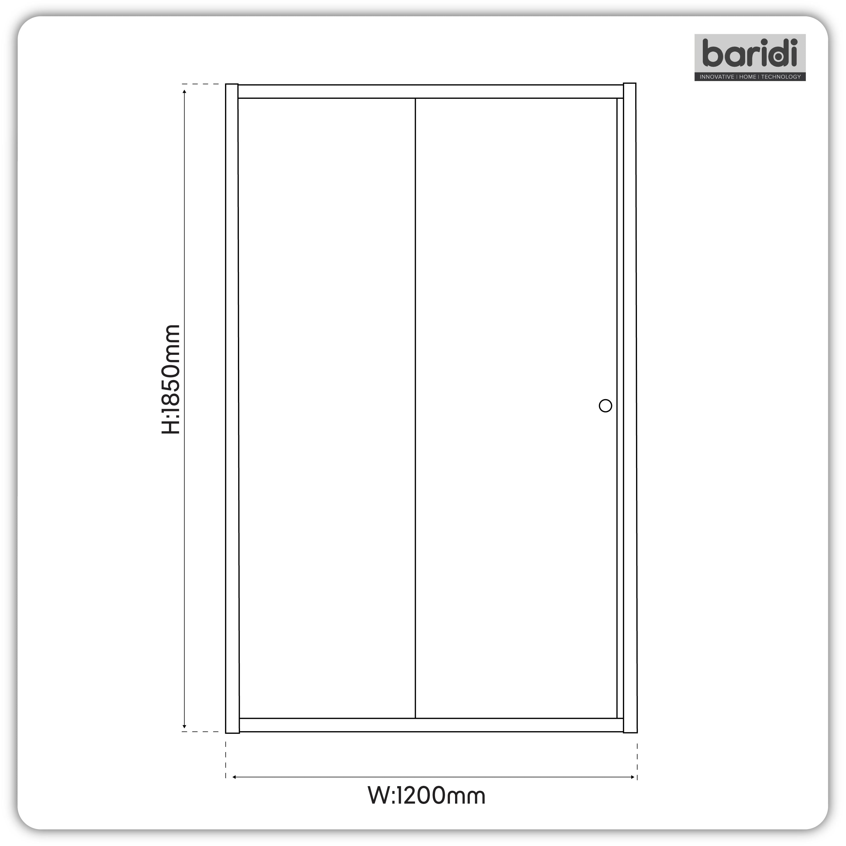 Baridi Sliding Shower Door 1200 x 1850mm, 6mm Tempered Glass, Chrome – DH294