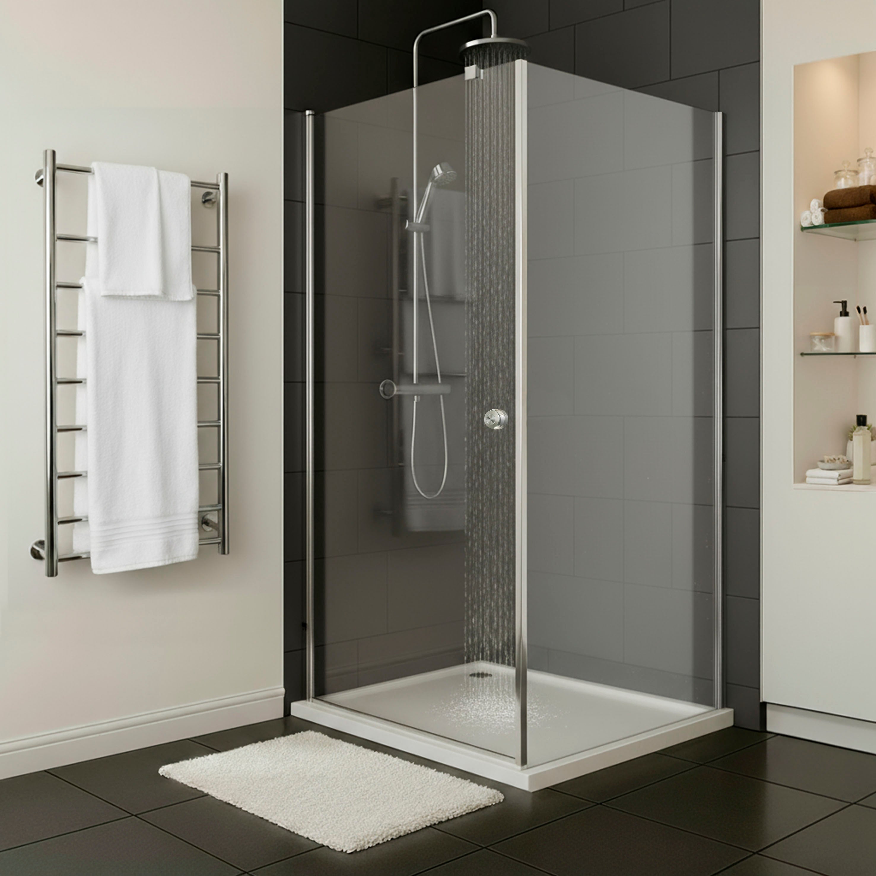 Baridi Side Panel for Sliding Shower Doors, 6mm Tempered Glass, 800 x 1850mm, Chrome - DH296