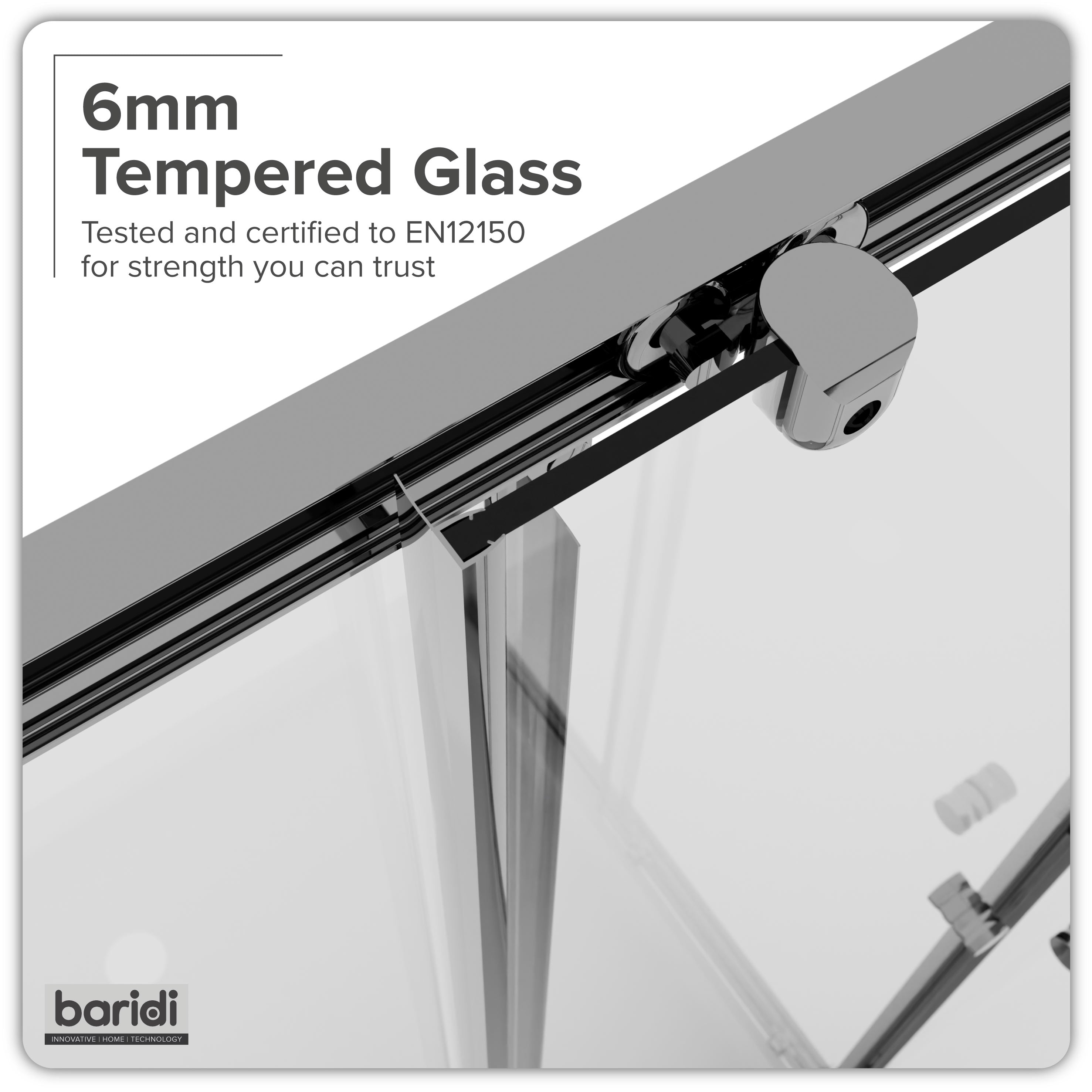 Baridi Corner Entry Shower Enclosure 800 x 800 x 1850mm with 6mm Tempered Glass, Chrome - DH298