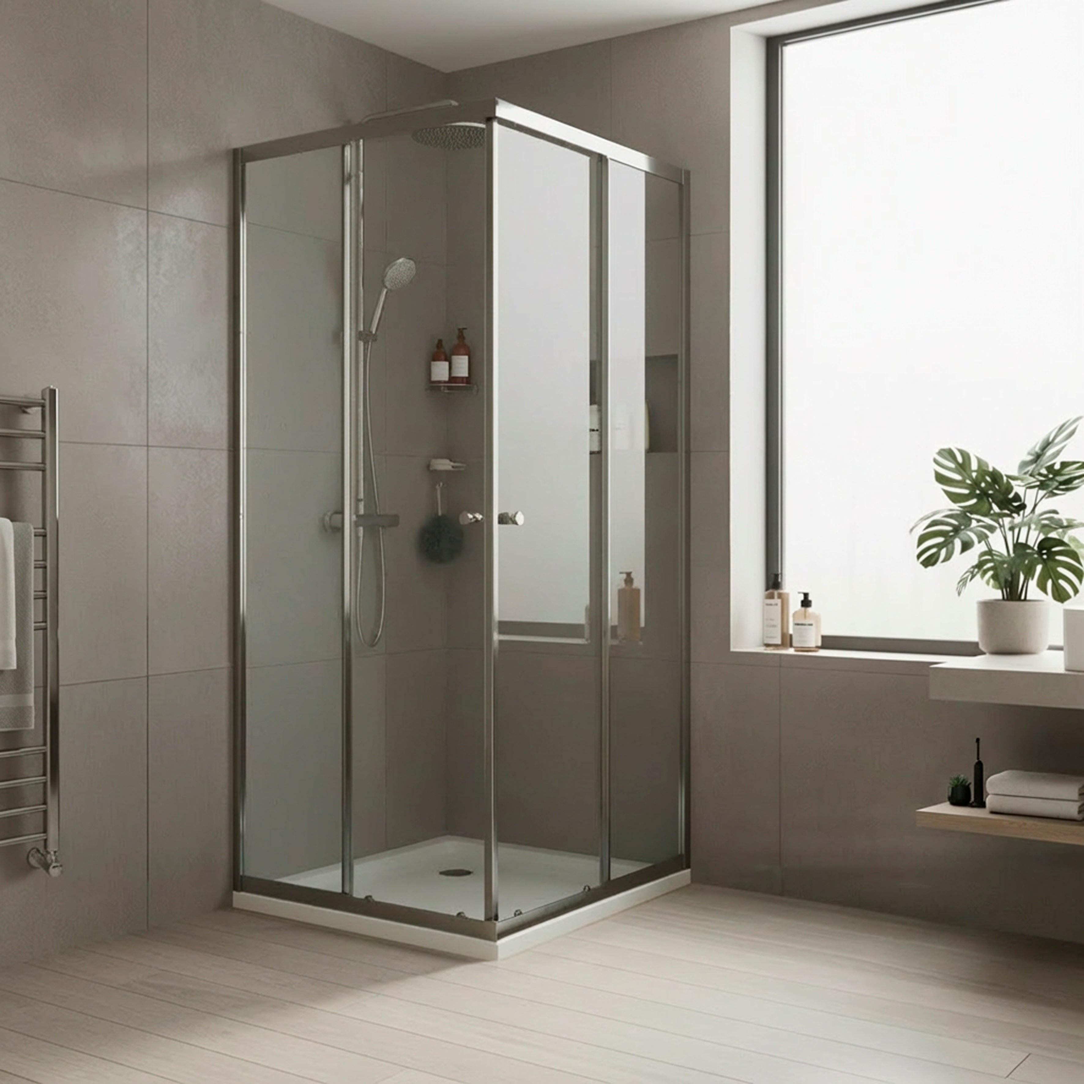 Baridi Corner Entry Shower Enclosure 800 x 800 x 1850mm with 6mm Tempered Glass, Chrome - DH298