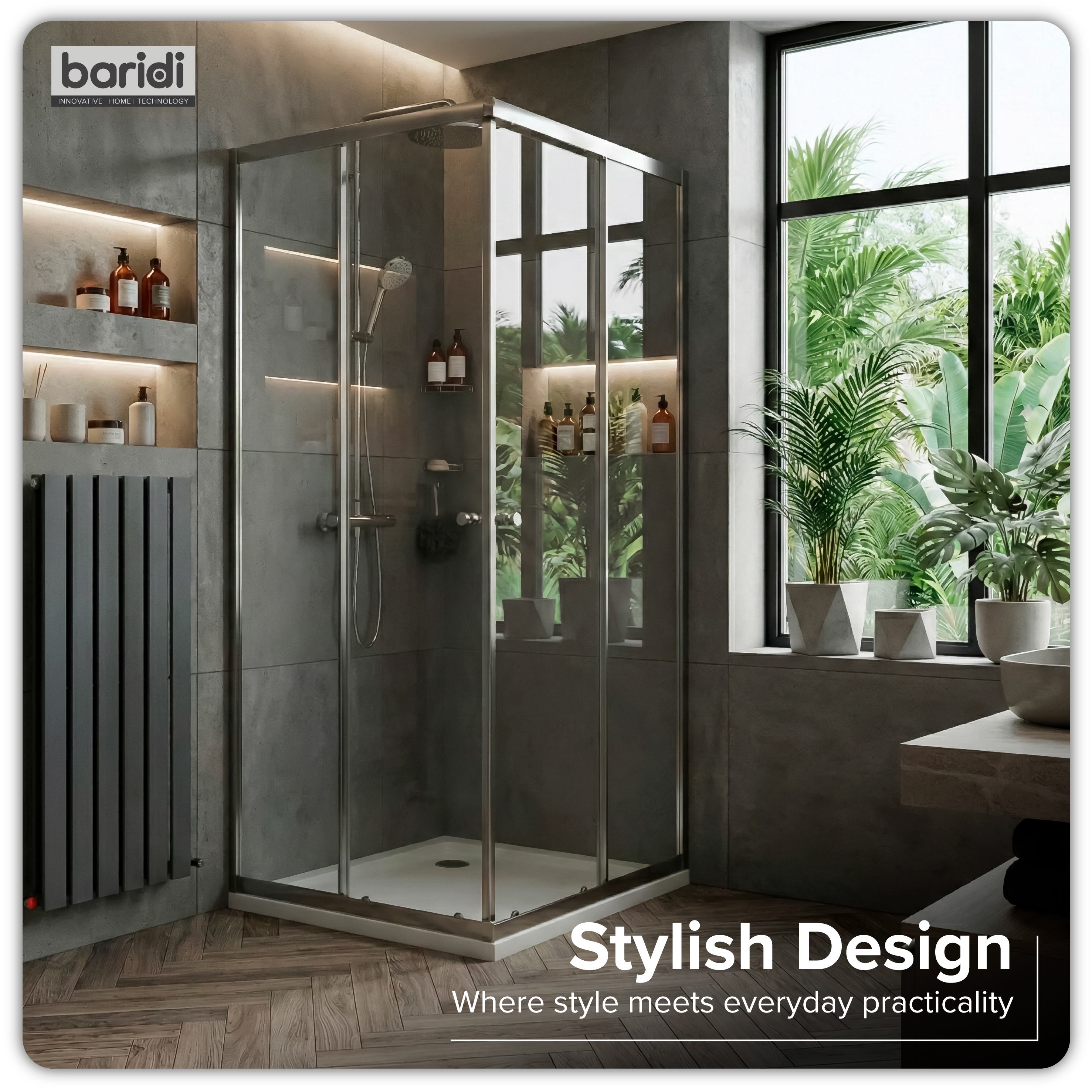 Baridi Corner Entry Shower Enclosure 800 x 800 x 1850mm with 6mm Tempered Glass, Chrome - DH298