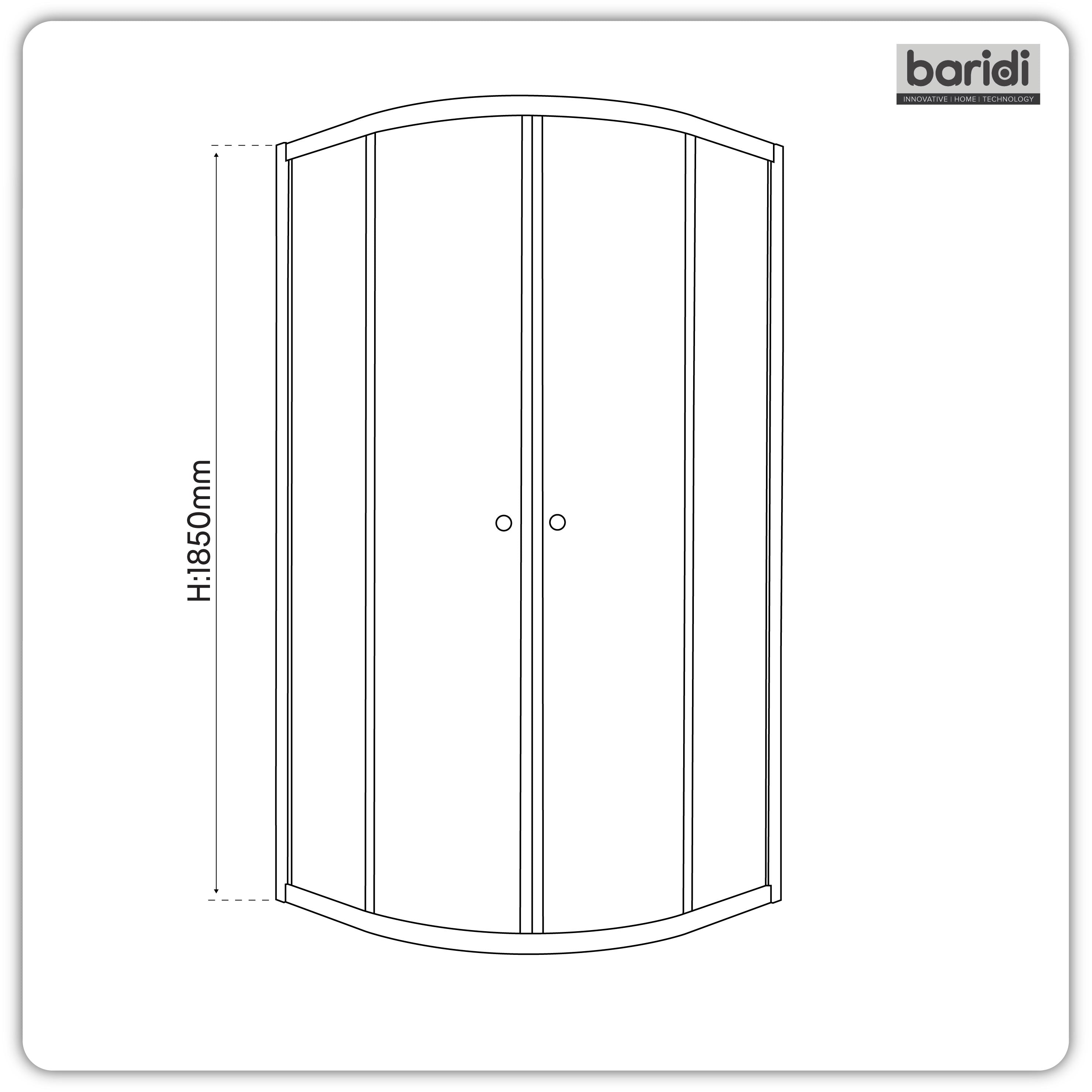 Baridi Quadrant Shower Enclosure 800 x 800 x 1850mm with 6mm Tempered Glass, Chrome - DH301