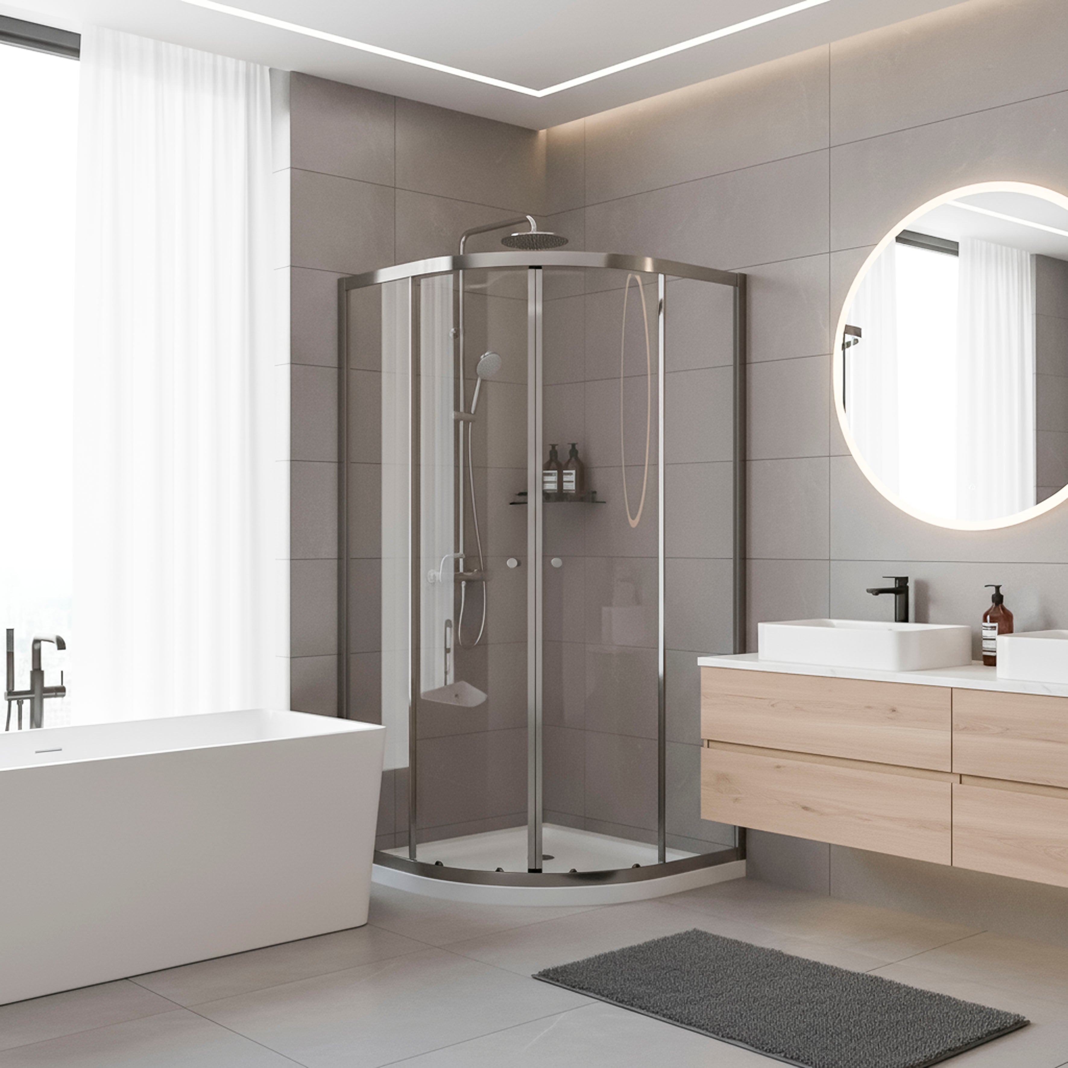 Baridi Quadrant Shower Enclosure 900 x 900 x 1850mm with 6mm Tempered Glass, Chrome - DH302