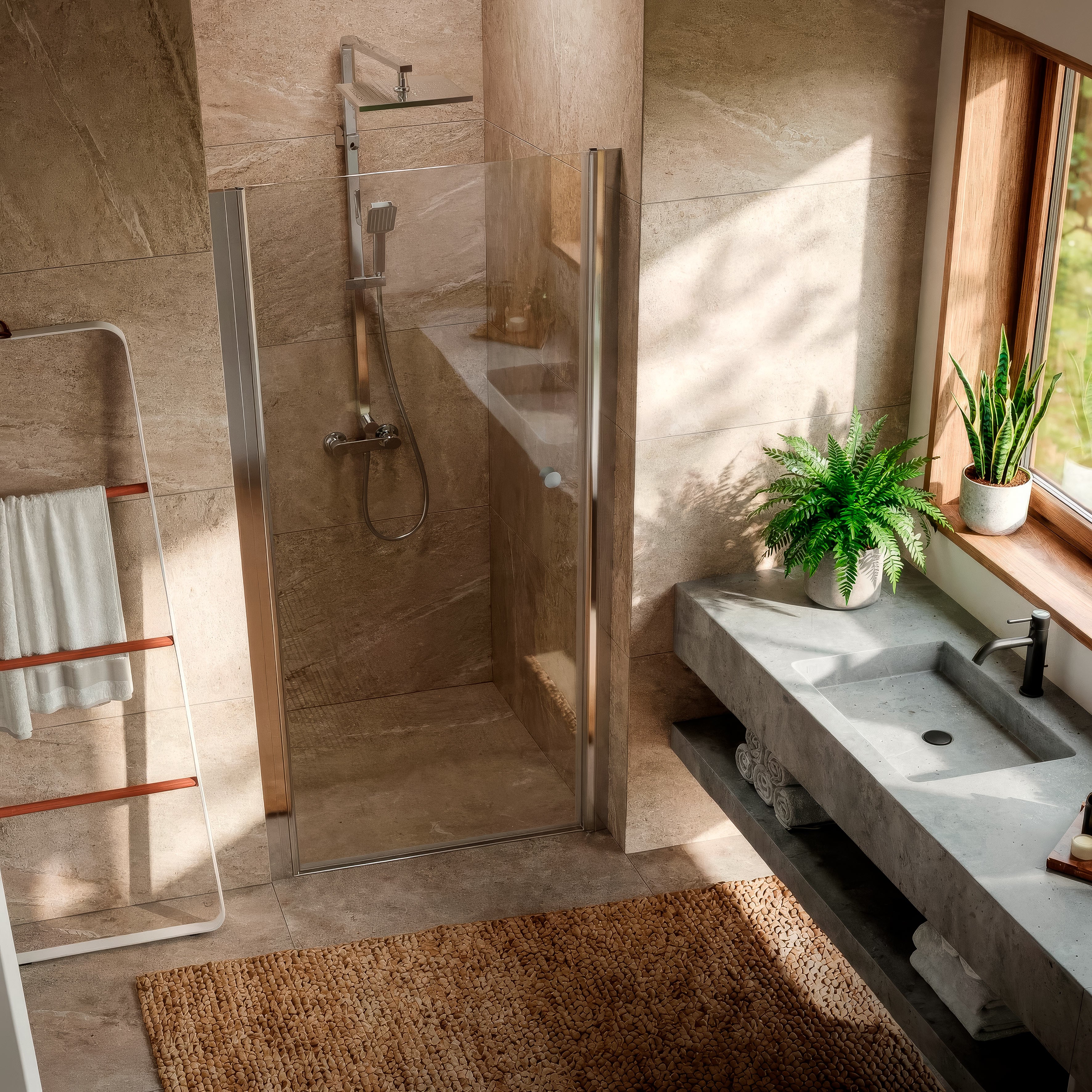 Baridi Pivot Shower Door 800 x 1850mm, 6mm Tempered Glass, Reversible Installation, Chrome - DH303