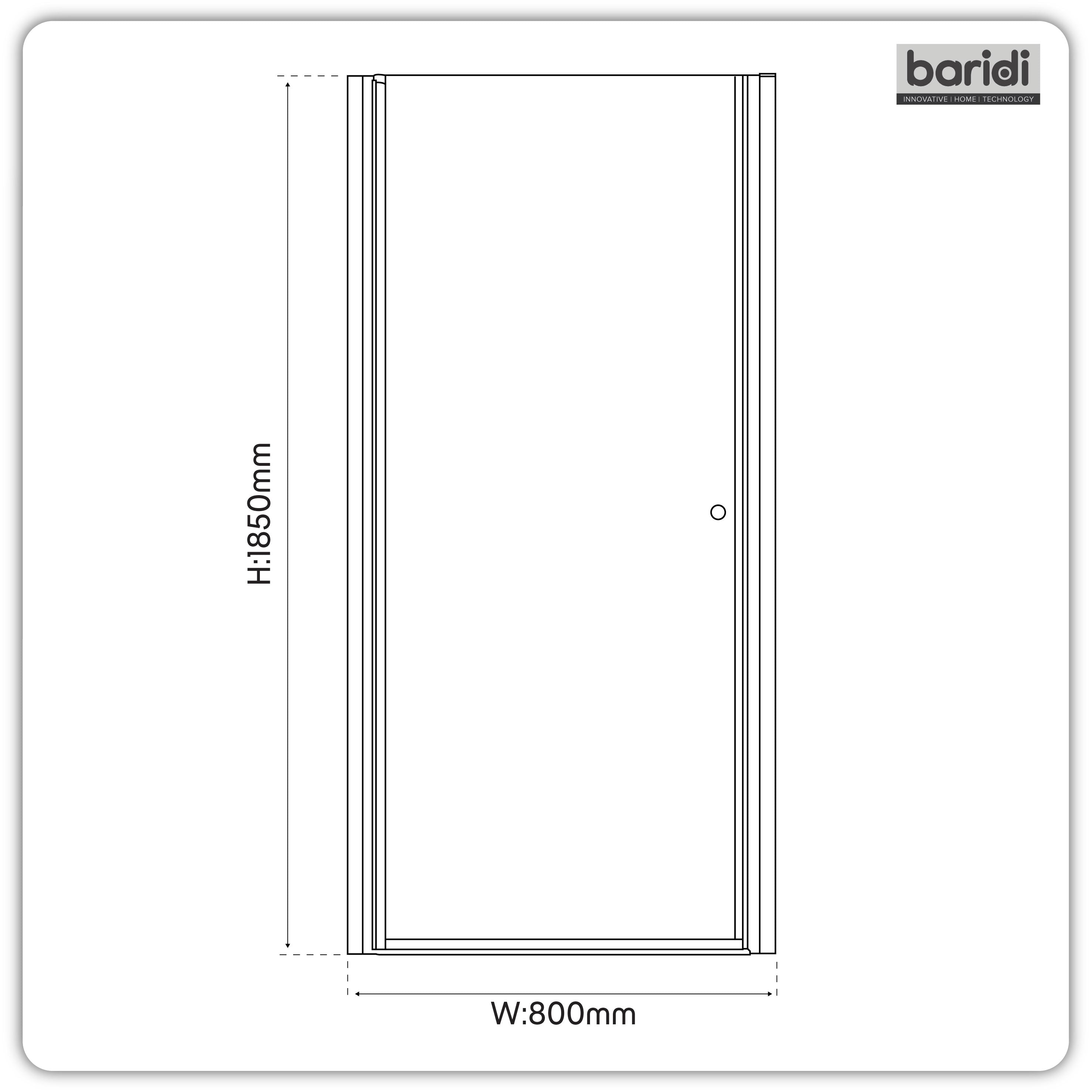 Baridi Pivot Shower Door 800 x 1850mm, 6mm Tempered Glass, Reversible Installation, Black - DH304
