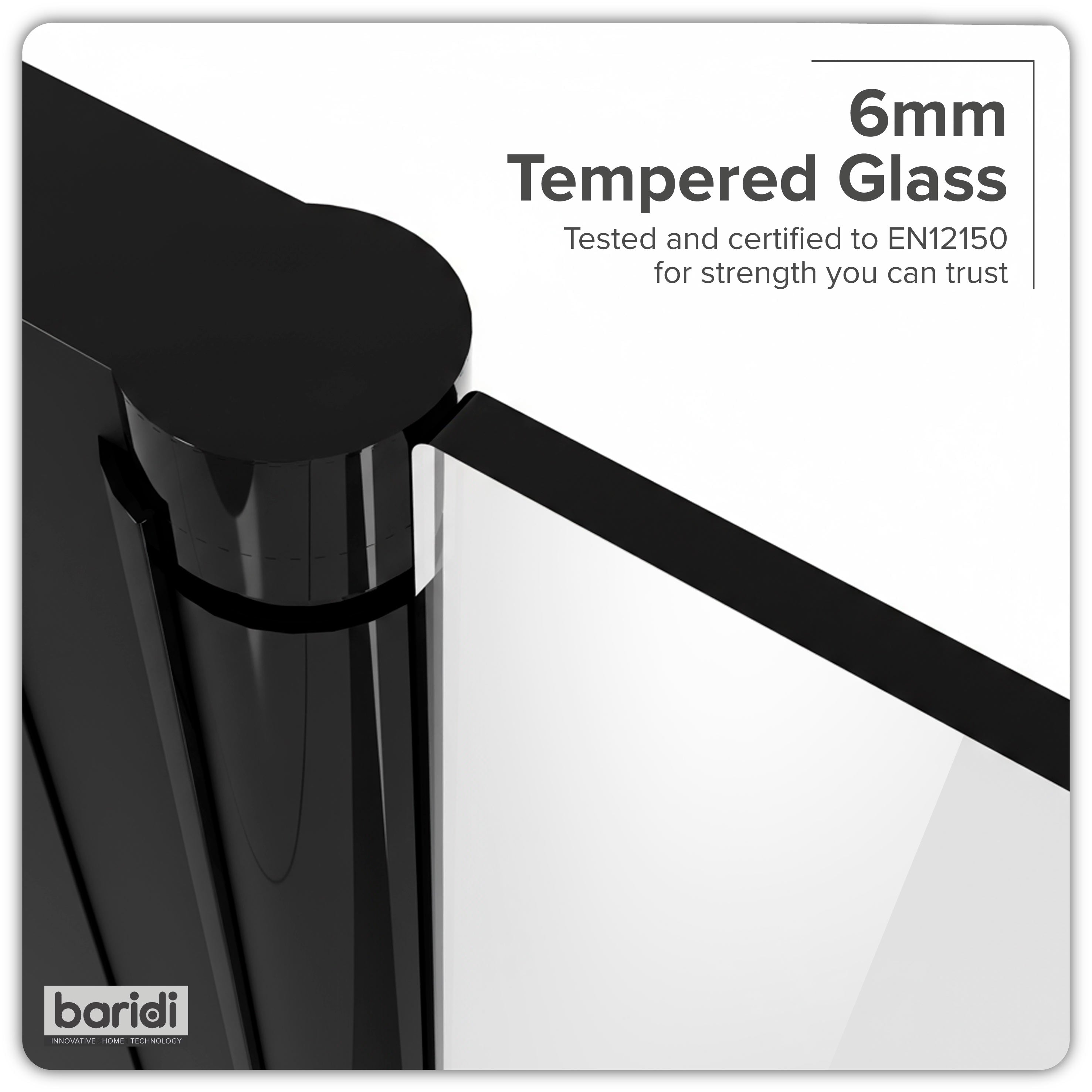 Baridi Pivot Shower Door 800 x 1850mm, 6mm Tempered Glass, Reversible Installation, Black - DH304
