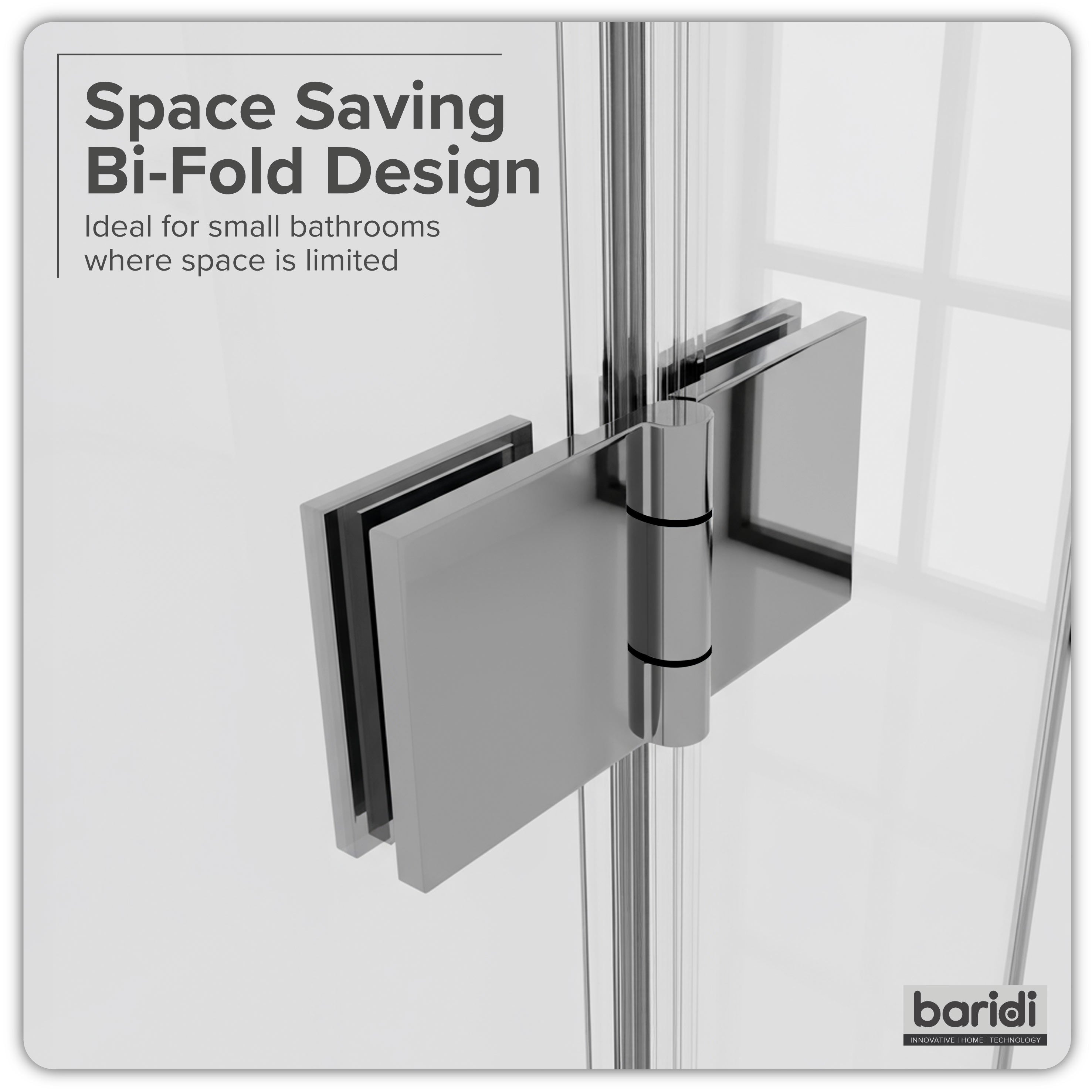 Baridi Bi-Fold Shower Door 800 x 1850mm, 6mm Tempered Glass, Reversible Installation, Chrome - DH305