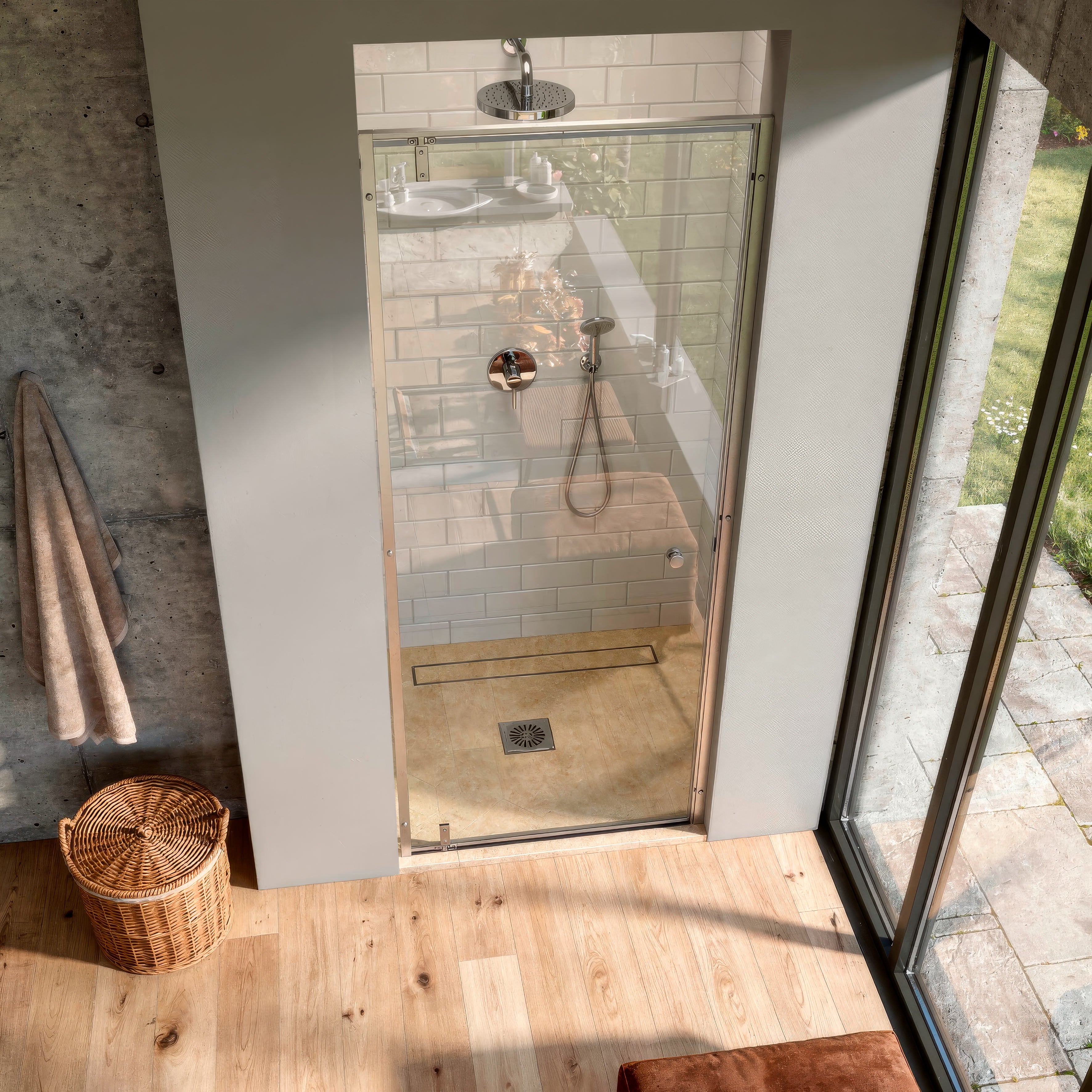 Baridi Hinged Shower Door 800 x 1850mm, 6mm Tempered Glass, Reversible Installation, Chrome - DH306