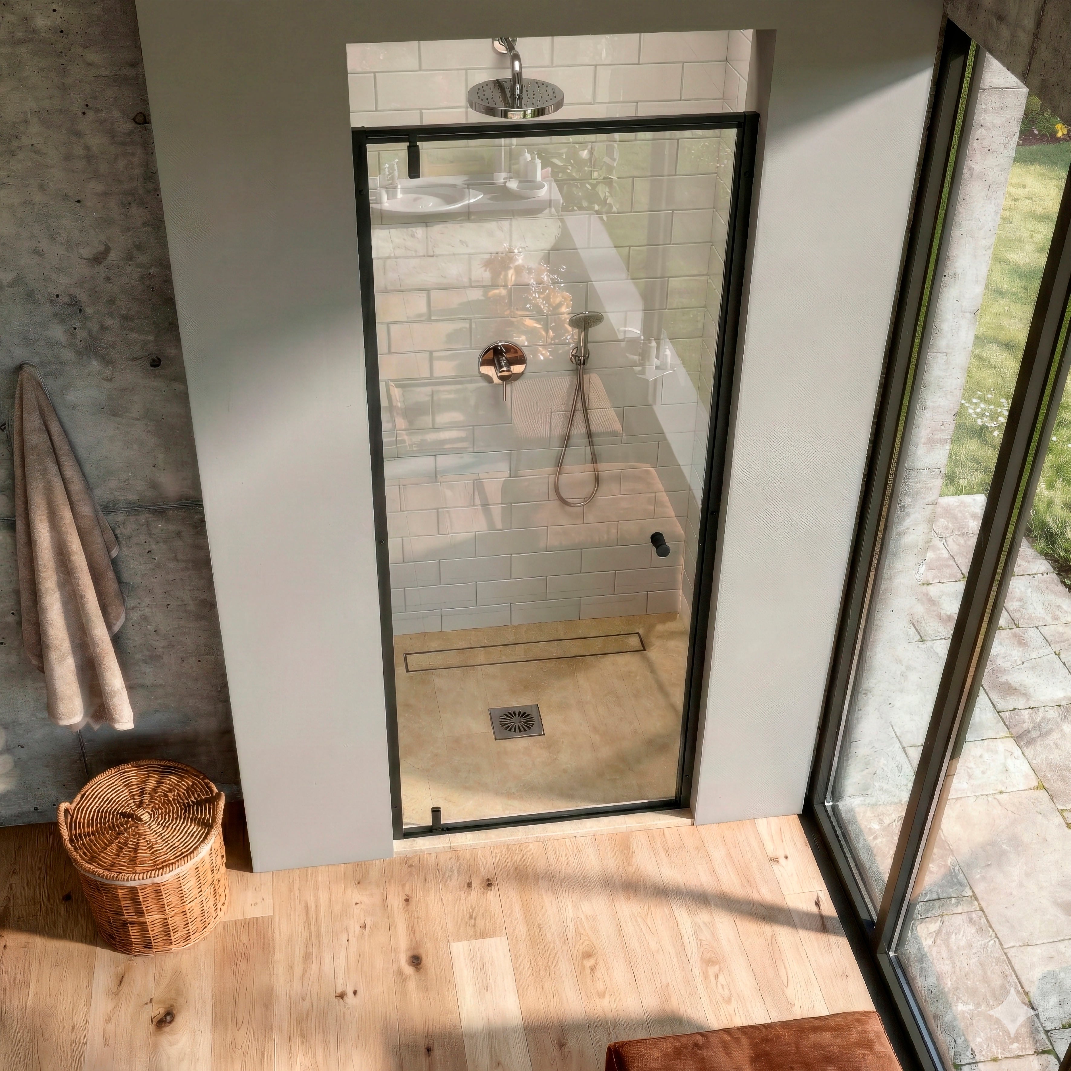 Baridi Baridi Hinged Shower Door 800 x 1850mm, 6mm Tempered Glass, Reversible Installation, Black - DH307