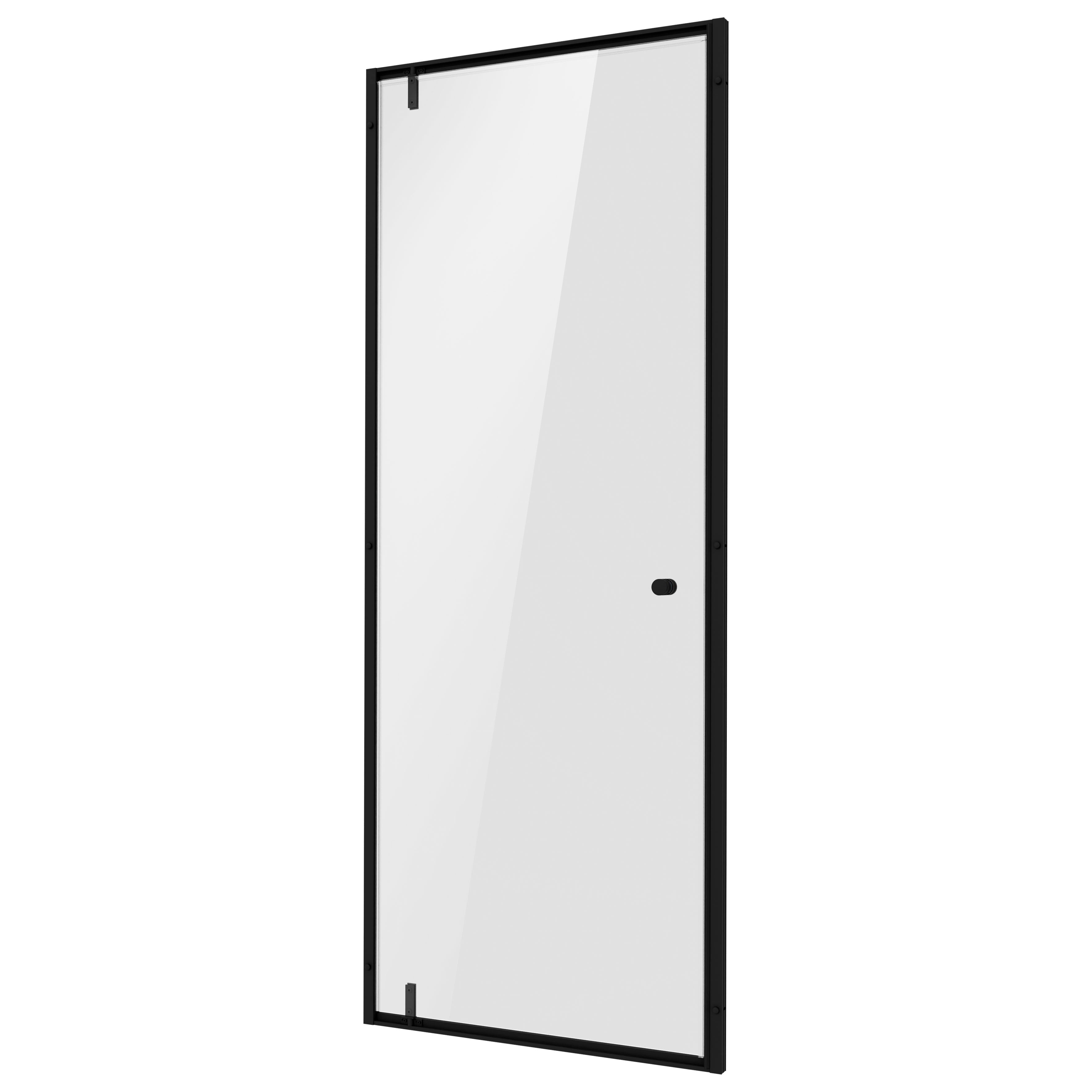 Baridi Hinged Shower Door 800 x 1850mm, 6mm Tempered Glass, Reversible Installation, Black - DH307