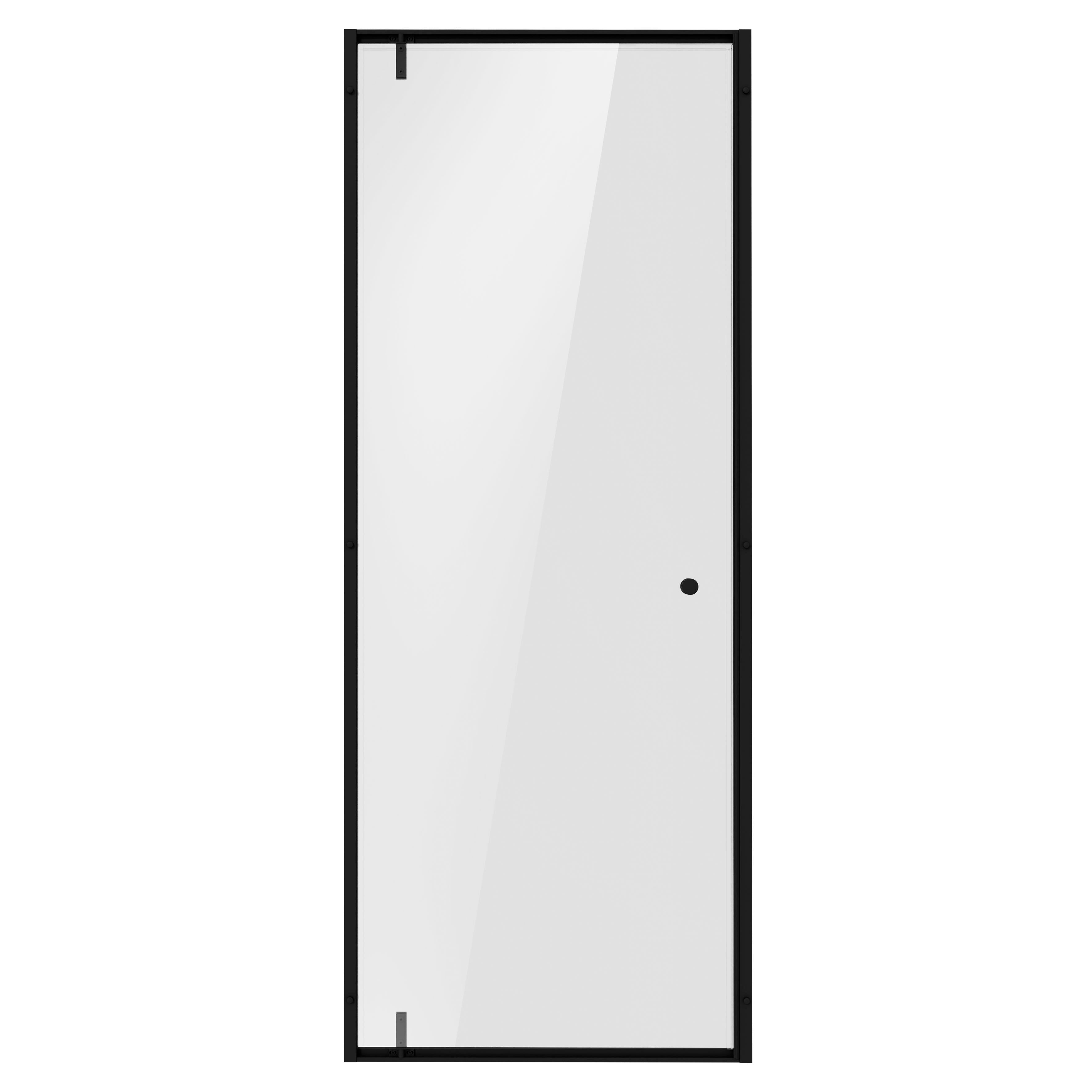 Baridi Hinged Shower Door 800 x 1850mm, 6mm Tempered Glass, Reversible Installation, Black - DH307