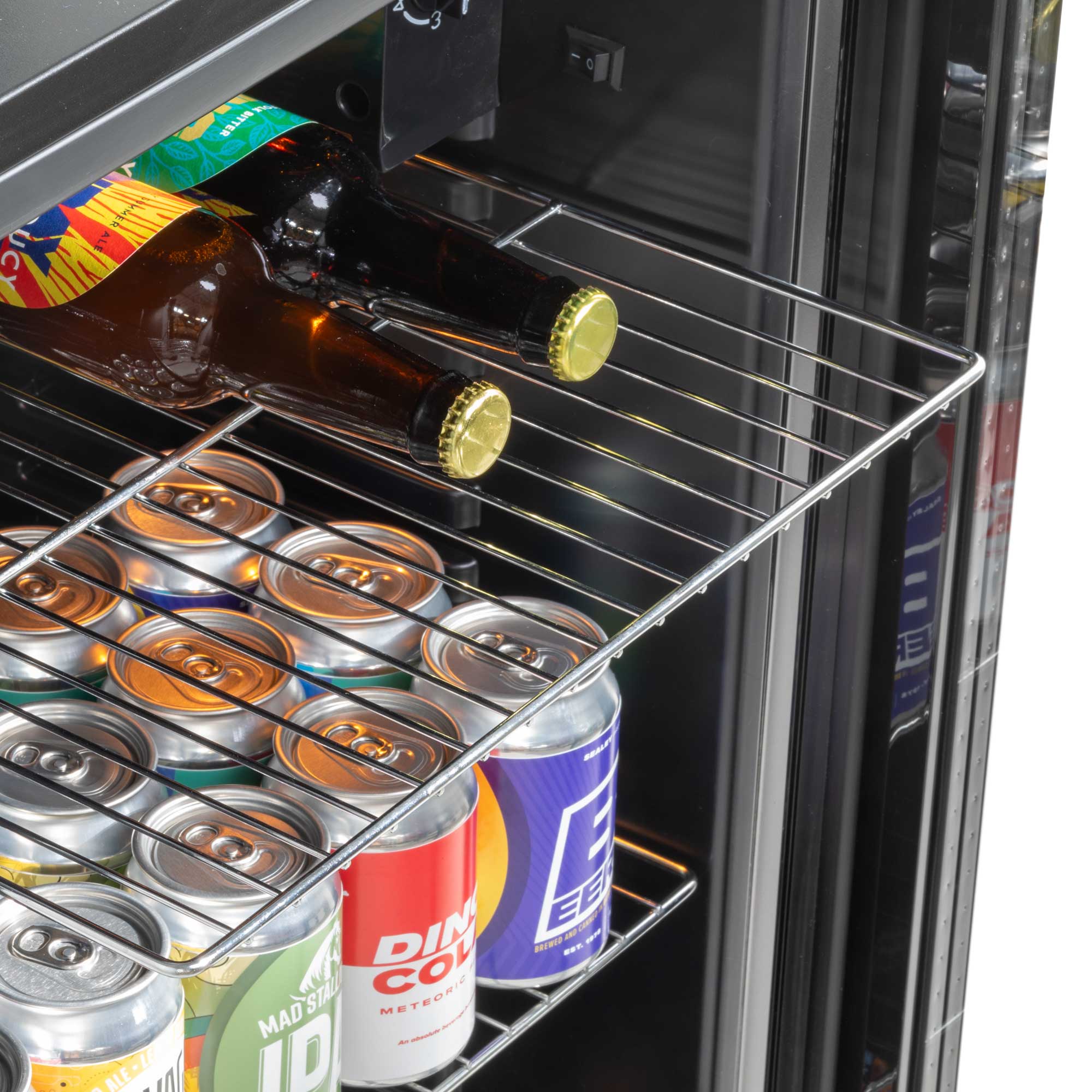 Baridi DH31 Drinks Fridge Action shot - wire - shelves