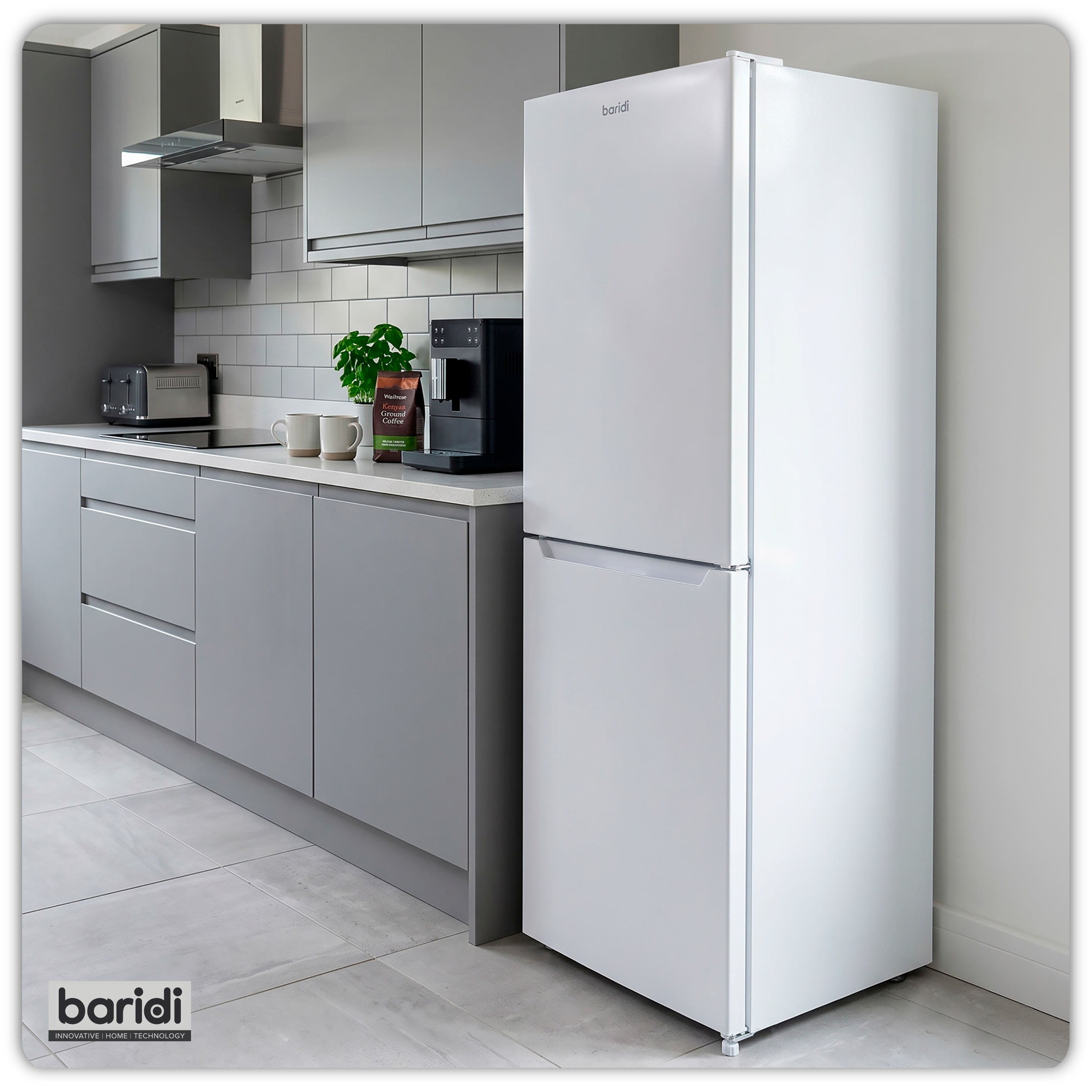 Baridi 50/50 Smart Frost Fridge Freezer 254L Capacity, White - DH328