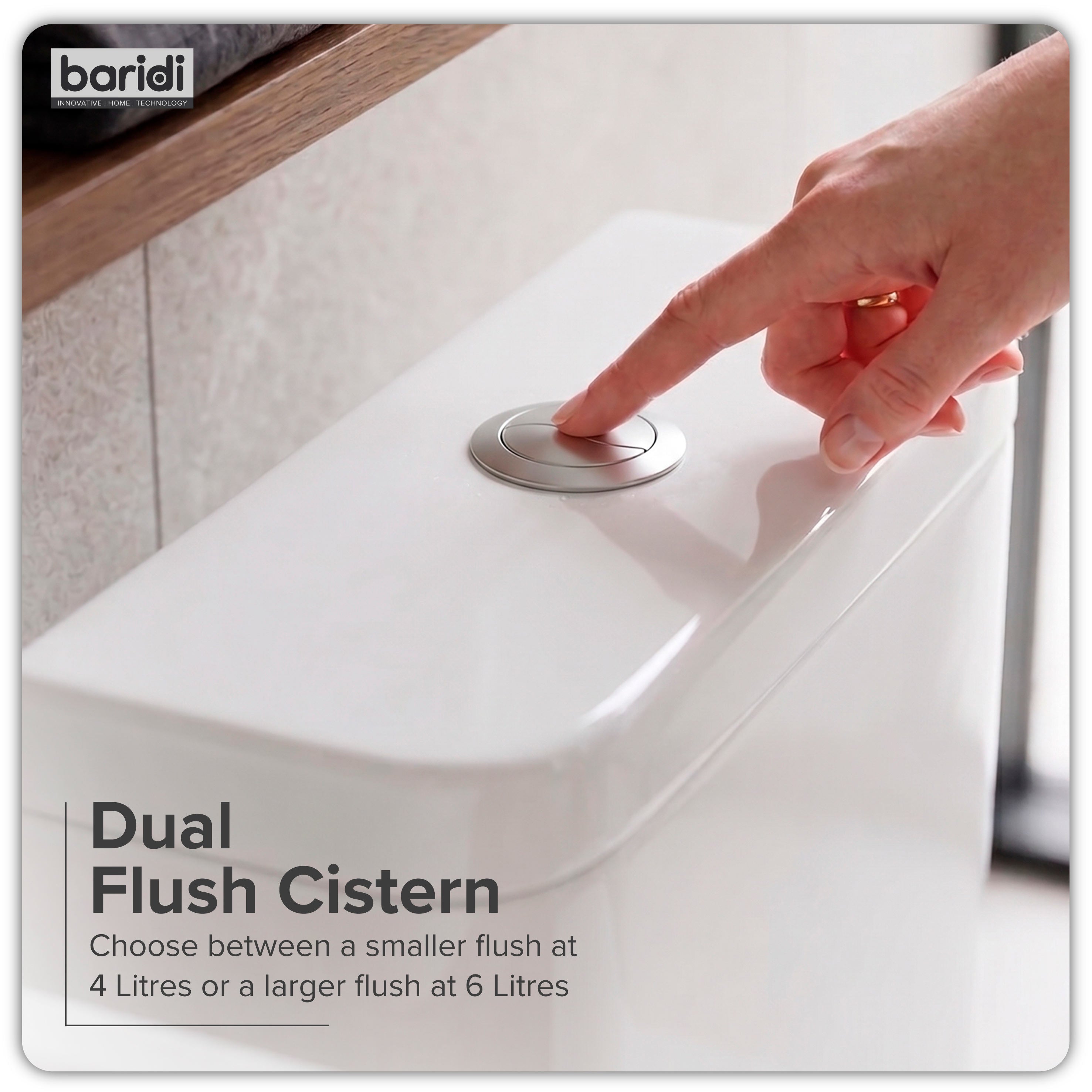 Baridi Close-Coupled Toilet with Soft Close Seat, Dual Flush Cistern & Rimless Flush, White - DH333