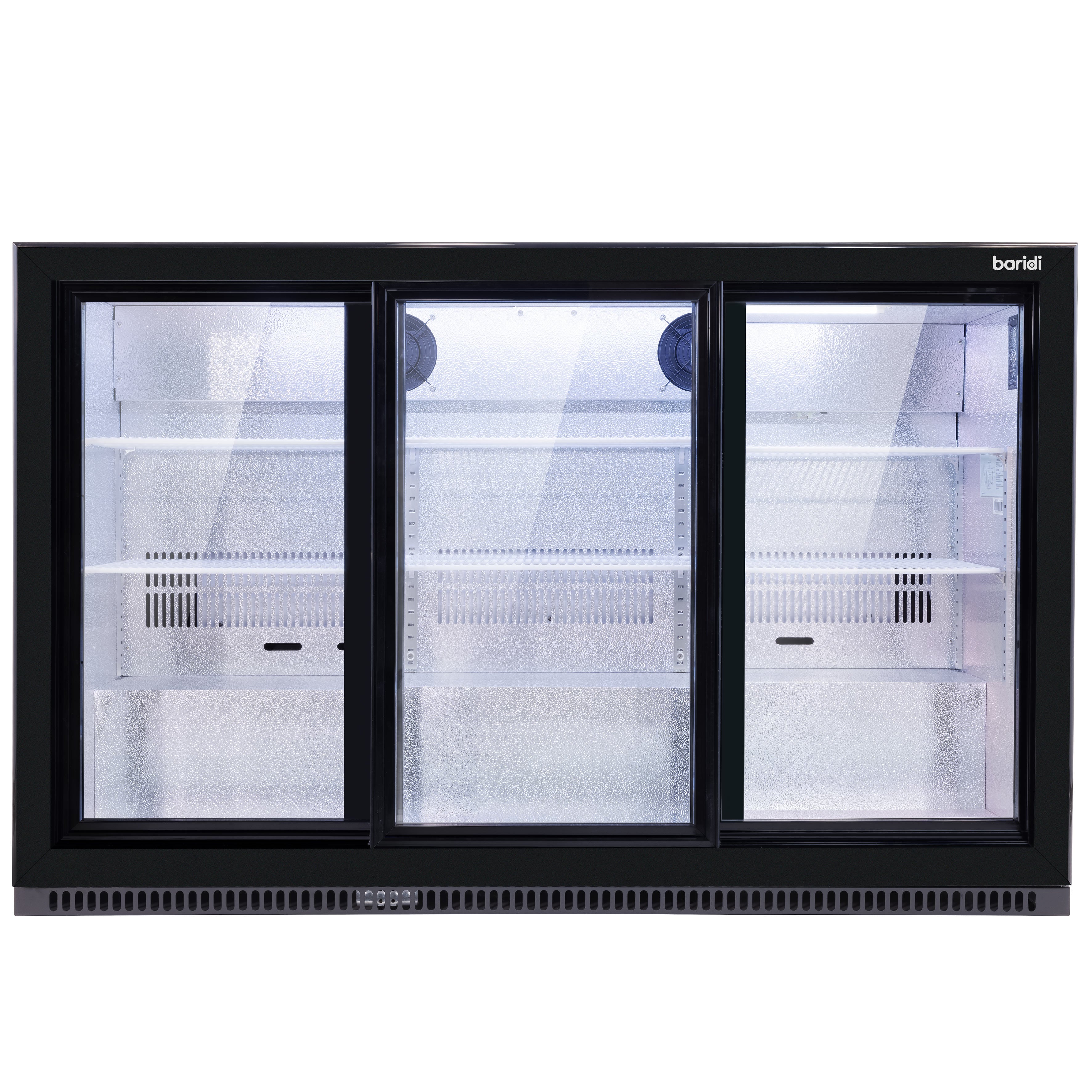 Baridi Back Bar Drinks Fridge/Cooler with Triple Sliding Door 307L, Black – DH337