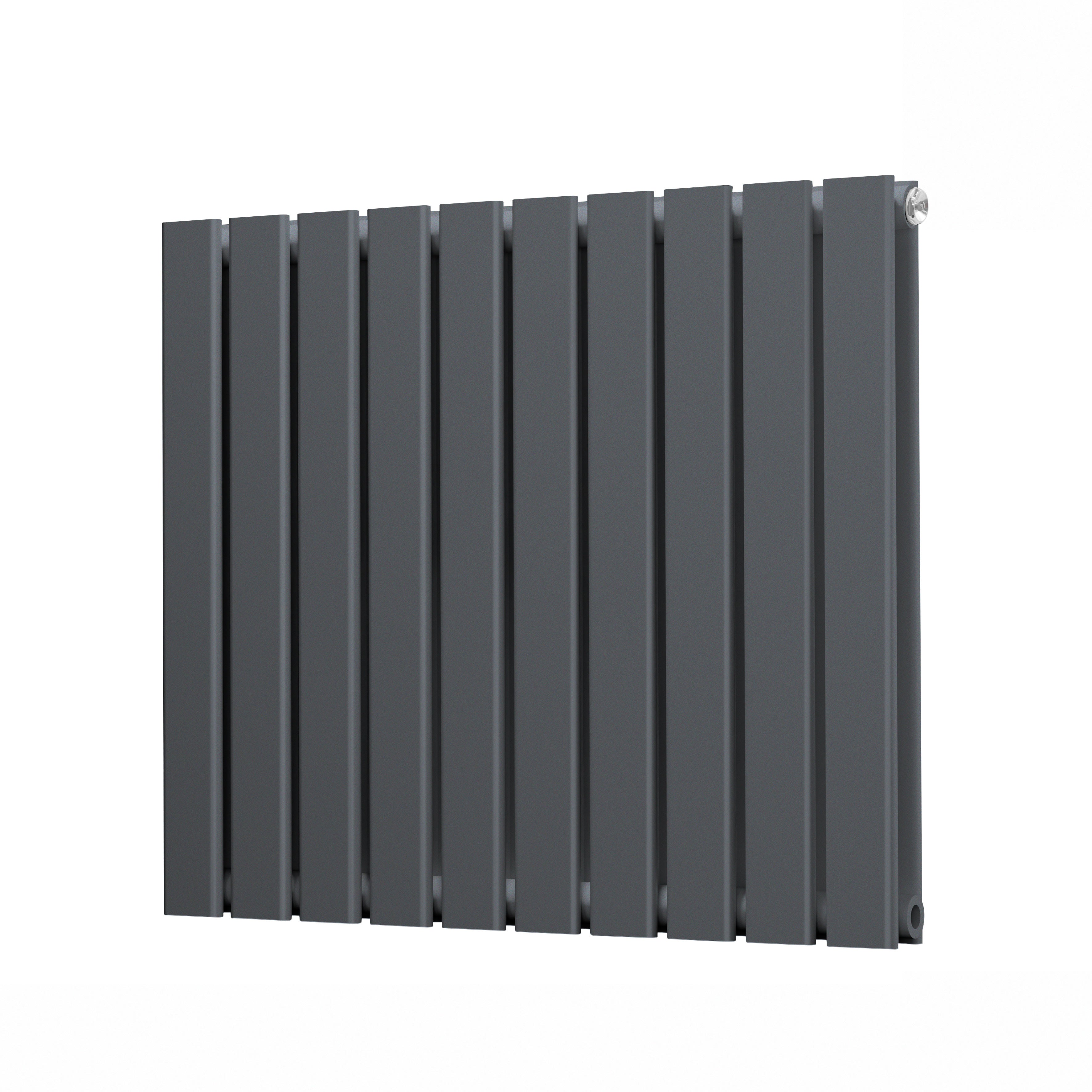 Horizontal Radiator Contemporary Double Flat Panel Design 600 x 700mm, Anthracite - DH340
