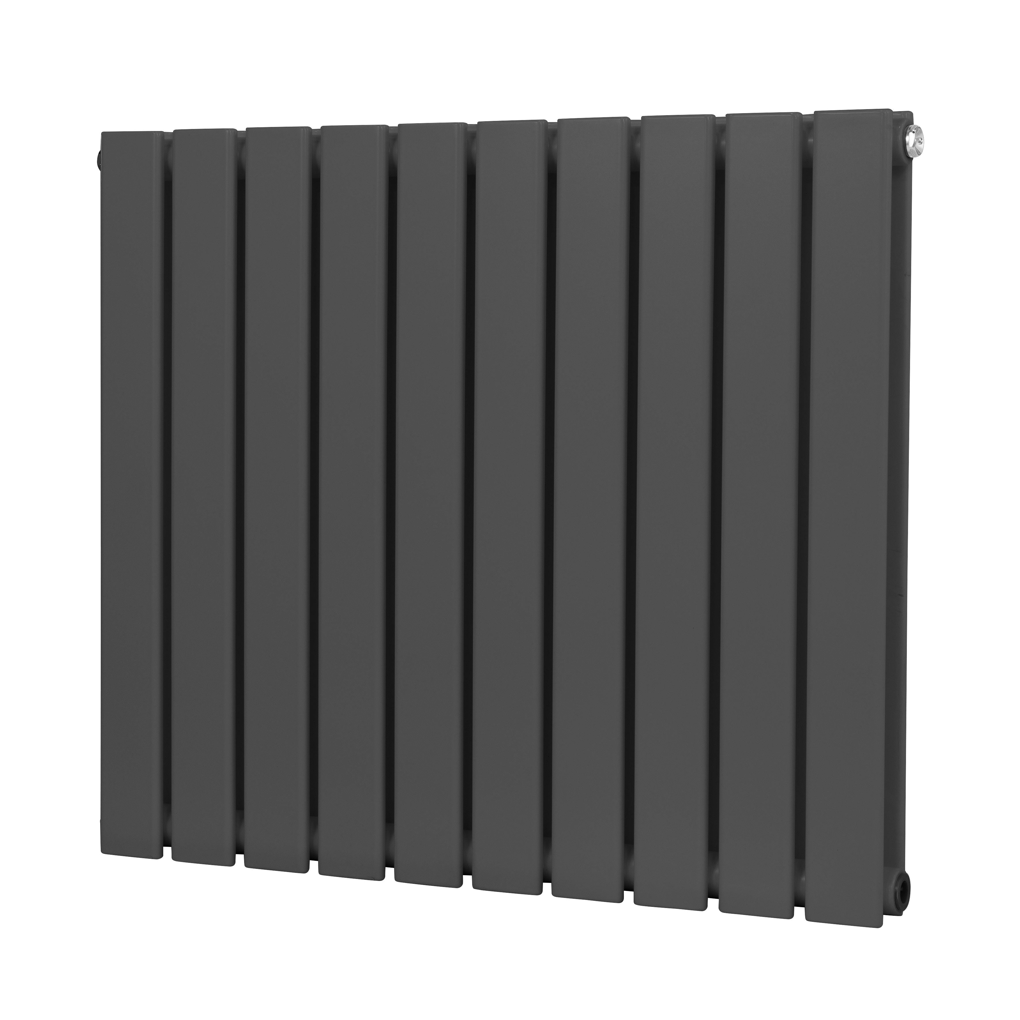 Baridi Horizontal Radiator Contemporary Double Flat Panel Design 600 x 700mm, Anthracite - DH340