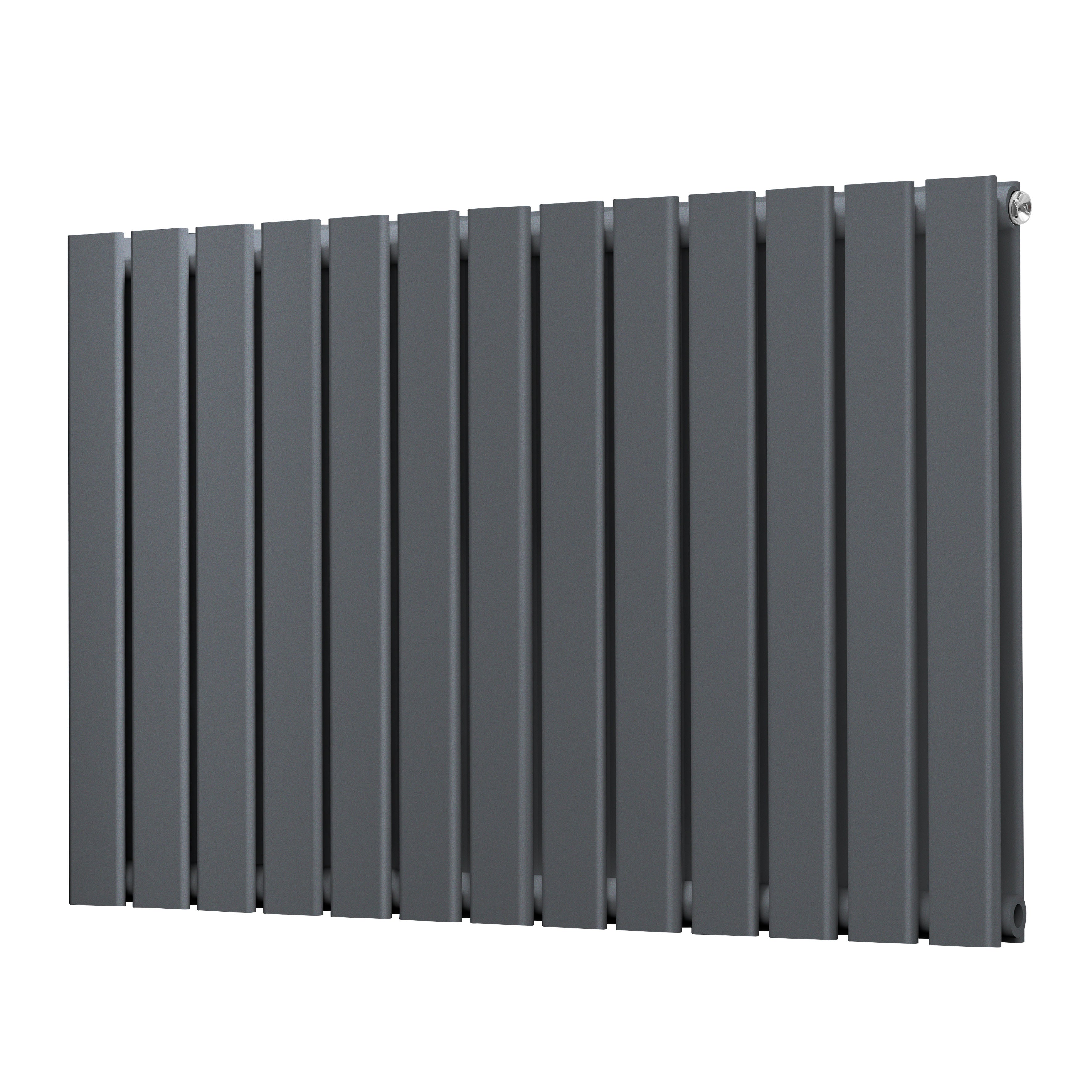 Horizontal Radiator Contemporary Double Flat Panel Design 600 x 910mm, Anthracite - DH381