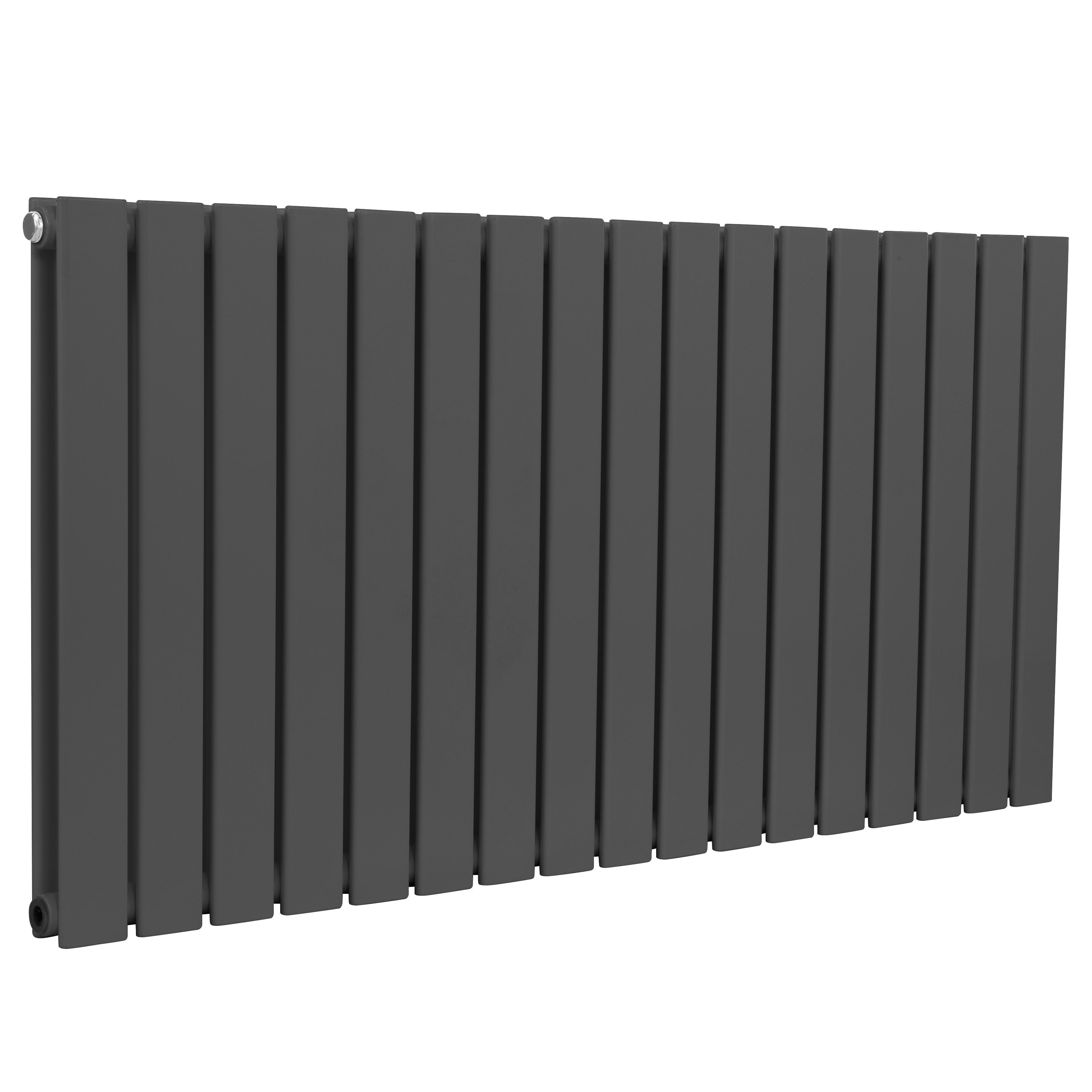 Baridi Horizontal Radiator Contemporary Double Flat Panel Design 600 x 1190mm, Anthracite - DH342